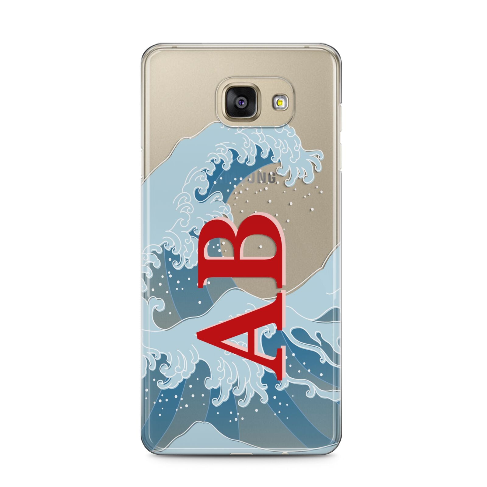 Custom Wave Initials Samsung Galaxy A5 2016 Case on gold phone