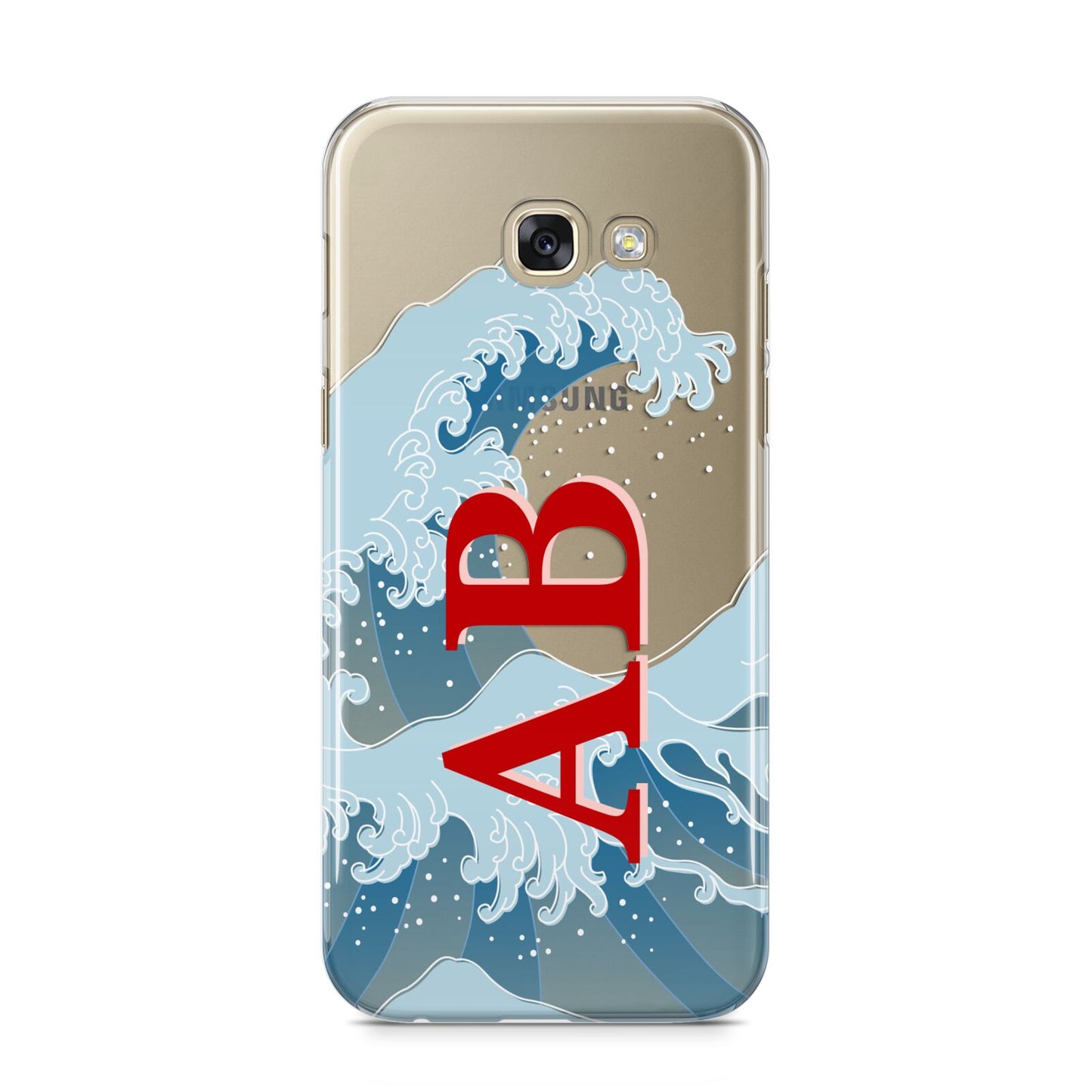 Custom Wave Initials Samsung Galaxy A5 2017 Case on gold phone