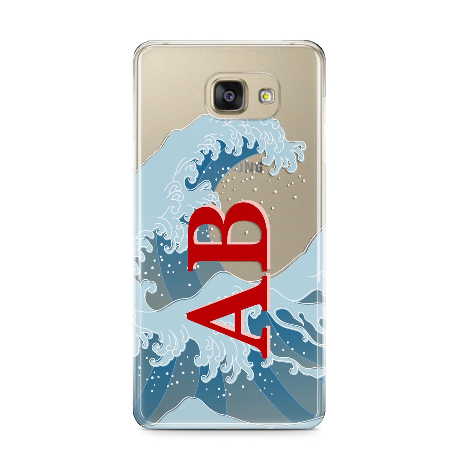 Custom Wave Initials Samsung Galaxy A9 2016 Case on gold phone