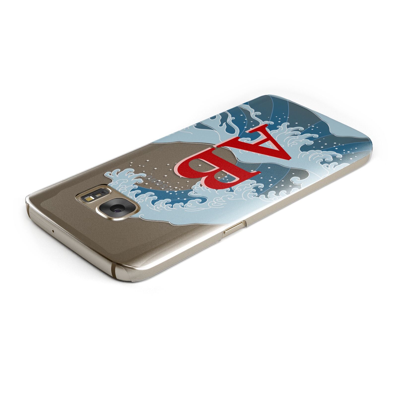 Custom Wave Initials Samsung Galaxy Case Top Cutout