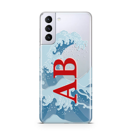 Custom Wave Initials Samsung S21 Plus Phone Case