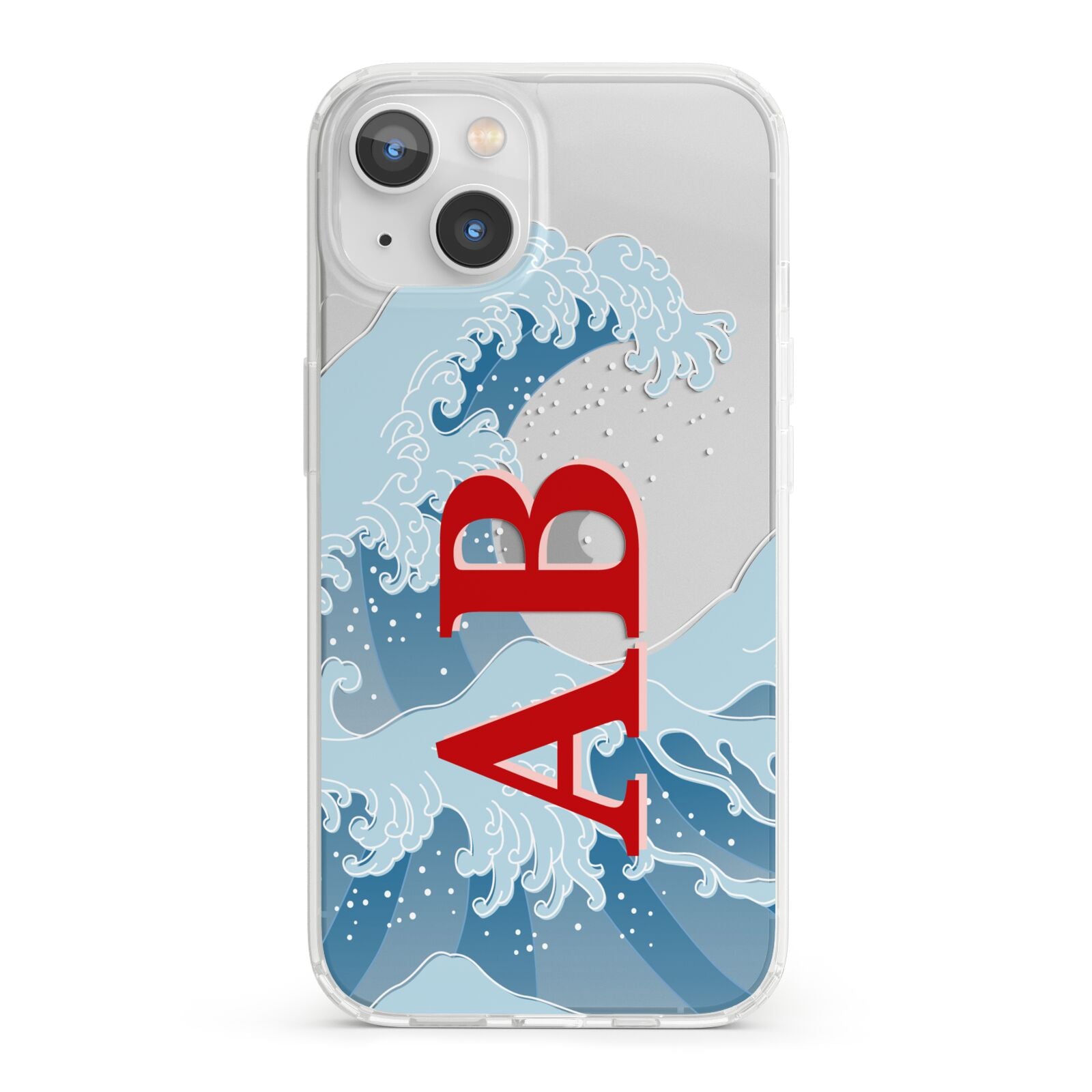 Custom Wave Initials iPhone 13 Clear Bumper Case