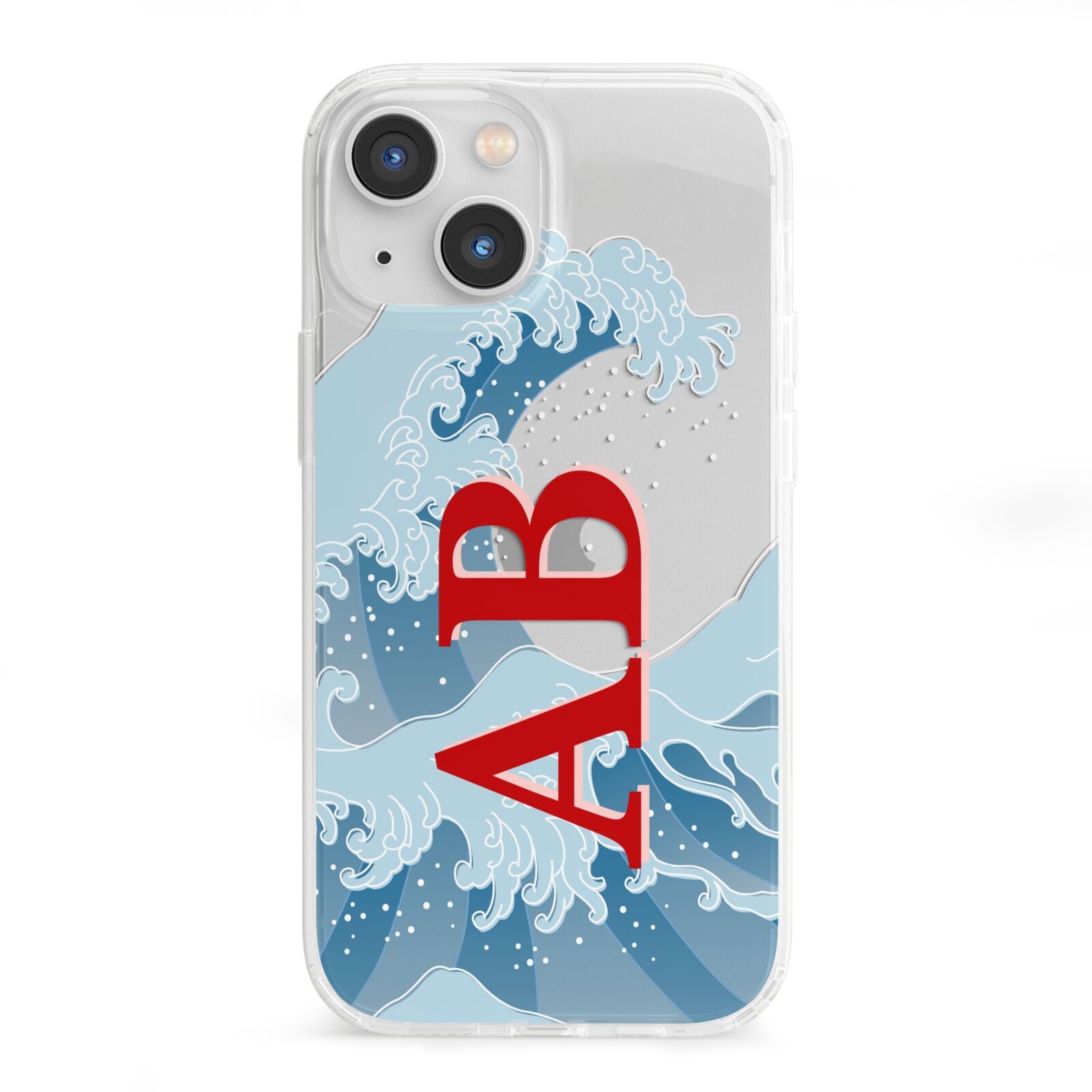 Custom Wave Initials iPhone 13 Mini Clear Bumper Case