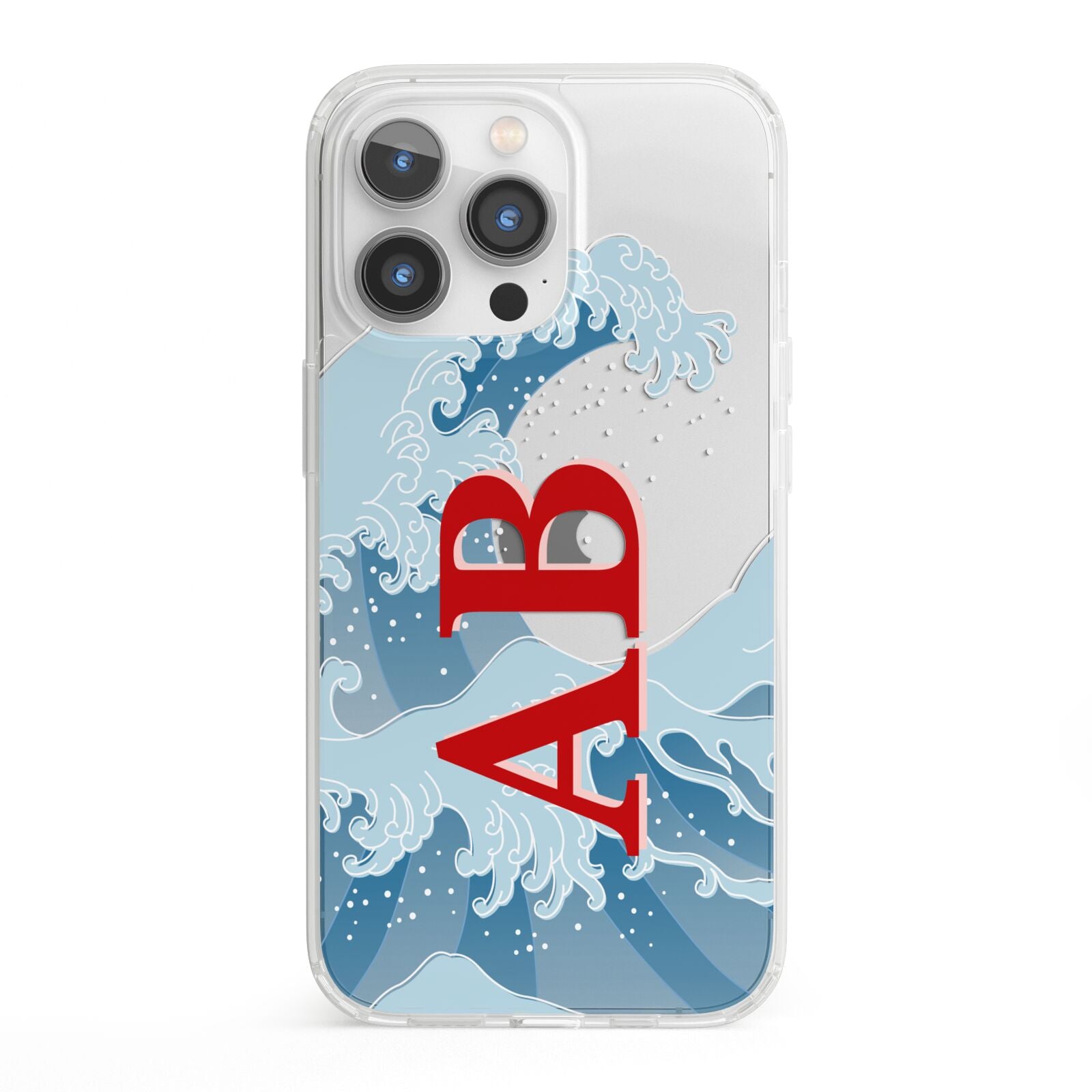 Custom Wave Initials iPhone 13 Pro Clear Bumper Case