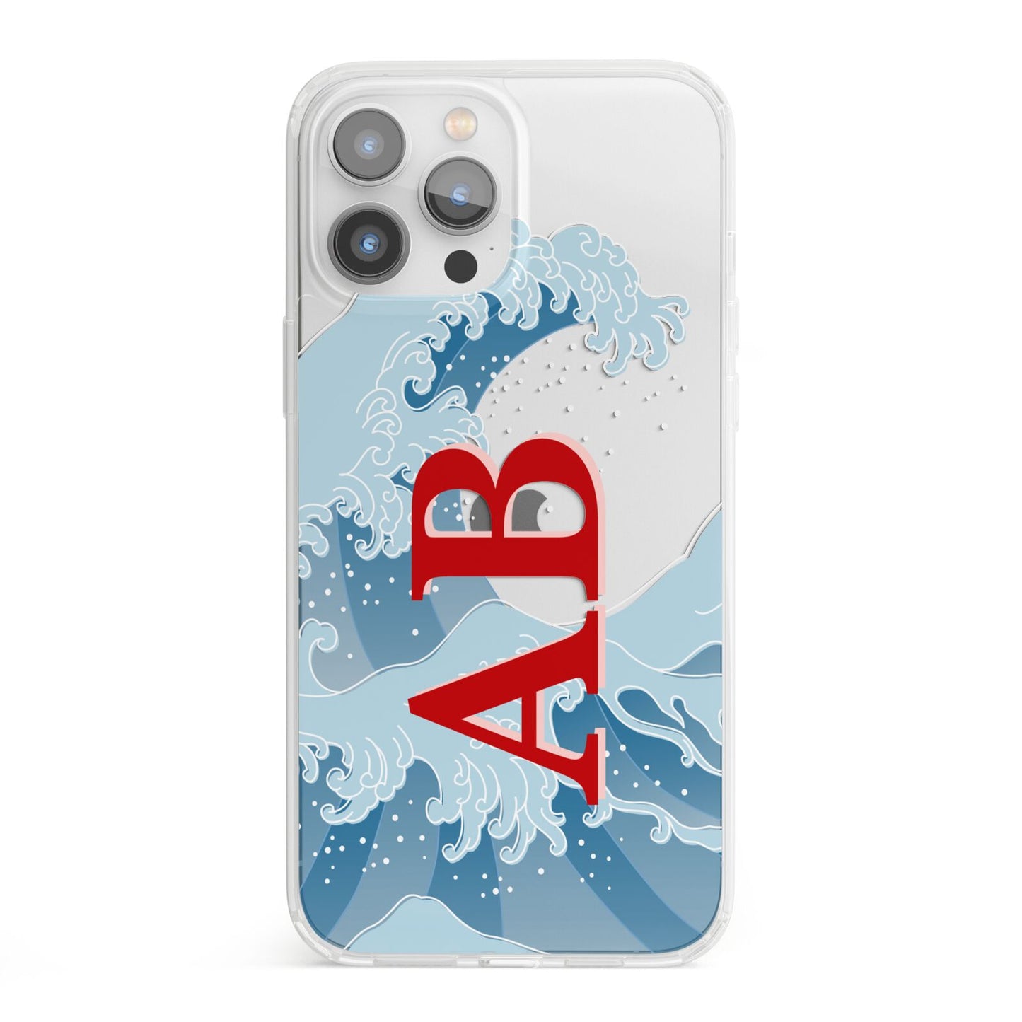 Custom Wave Initials iPhone 13 Pro Max Clear Bumper Case