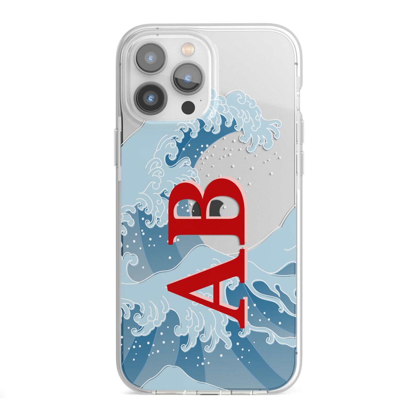 Custom Wave Initials iPhone 13 Pro Max TPU Impact Case with White Edges