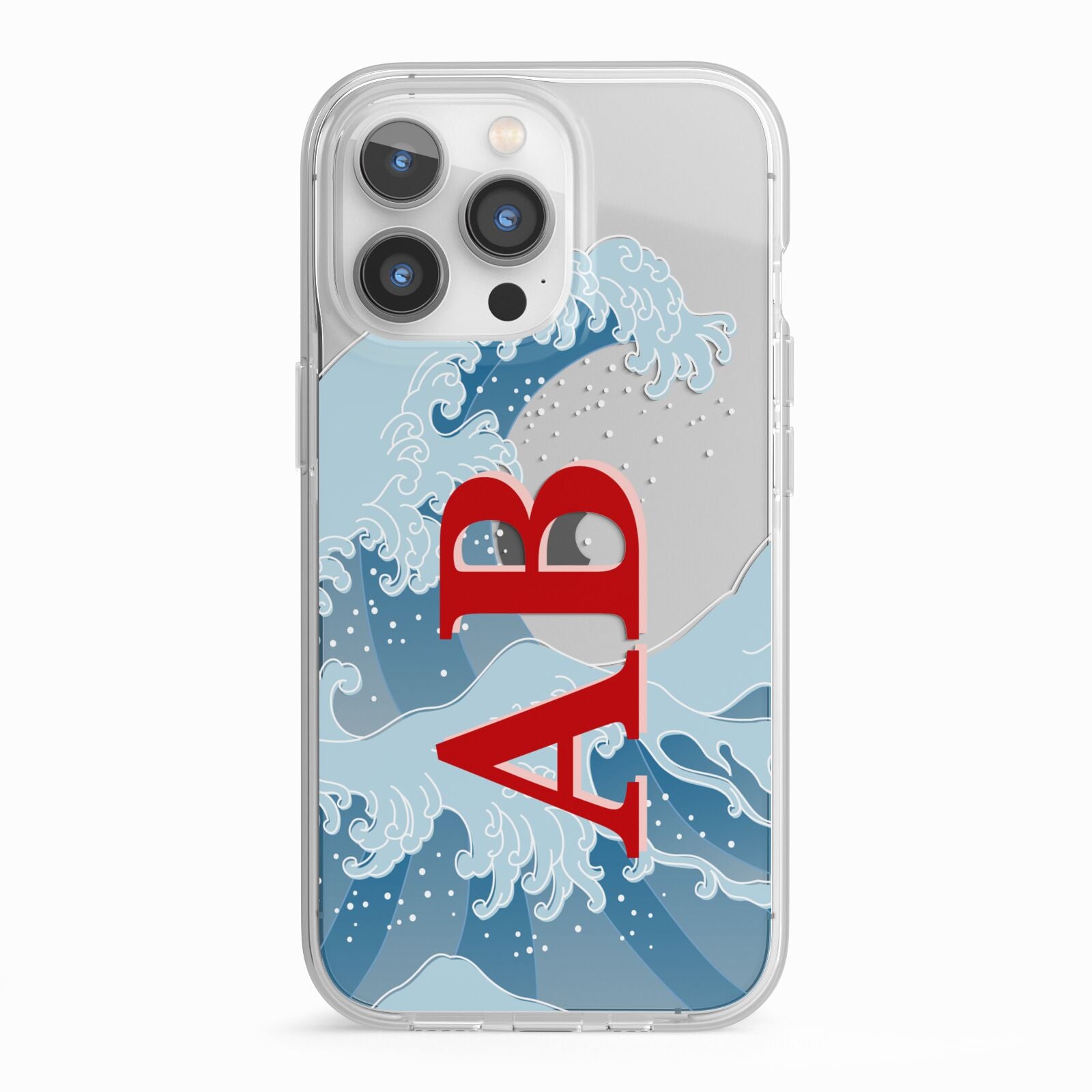 Custom Wave Initials iPhone 13 Pro TPU Impact Case with White Edges