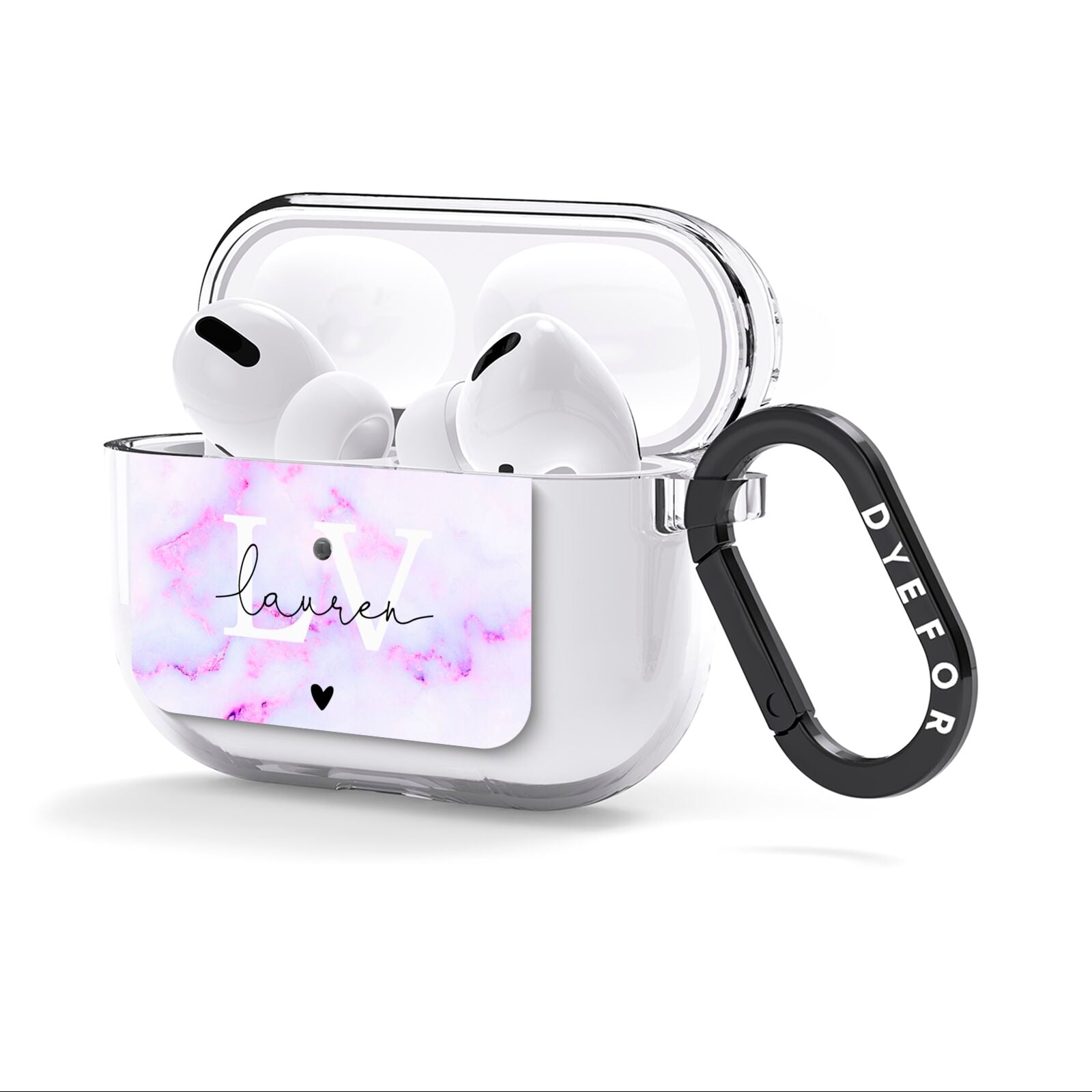 Customisable Name Initial Marble AirPods Clear Case 3rd Gen Side Image
