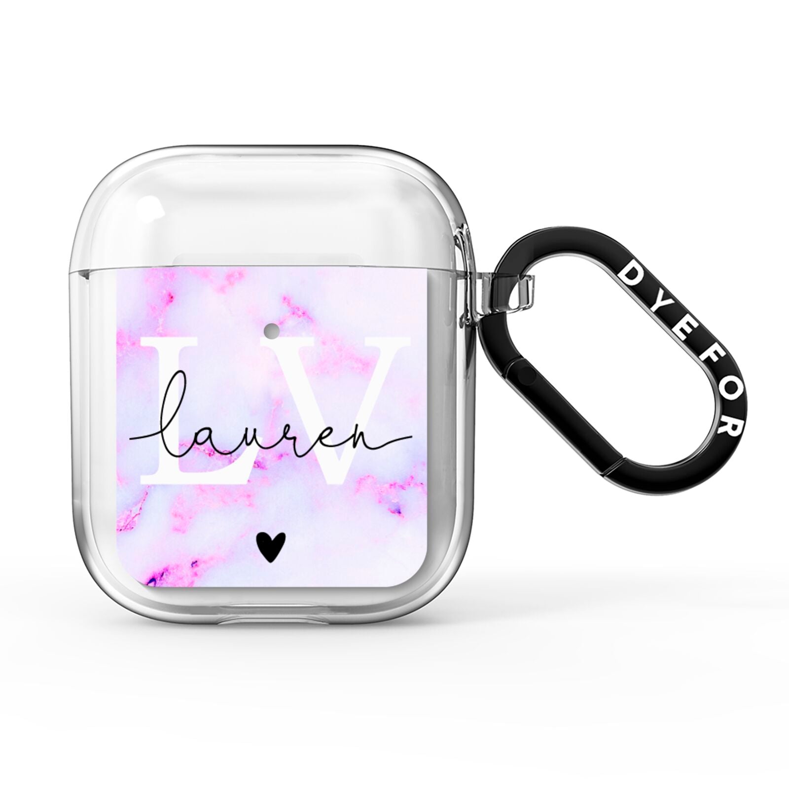 Customisable Name Initial Marble AirPods Clear Case
