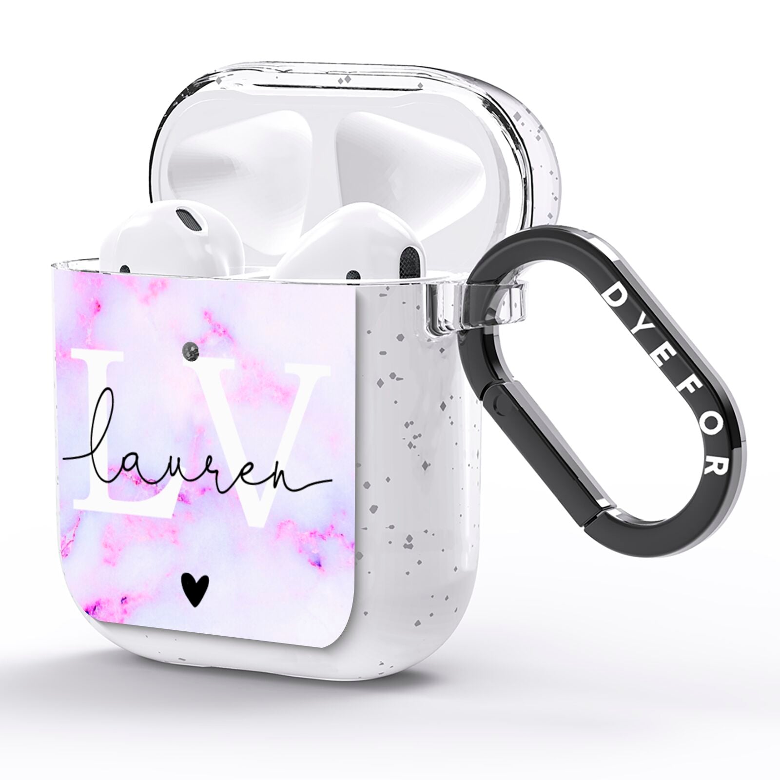 Customisable Name Initial Marble AirPods Glitter Case Side Image