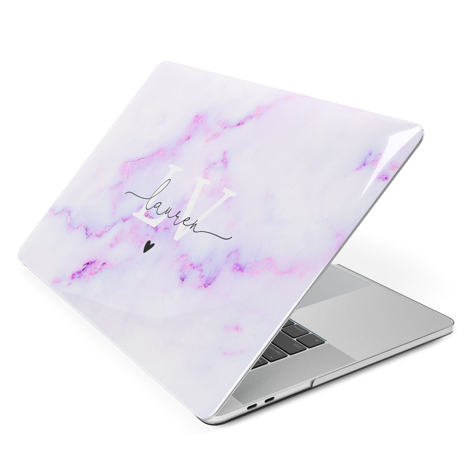 Customisable Name Initial Marble Apple MacBook Case Side View