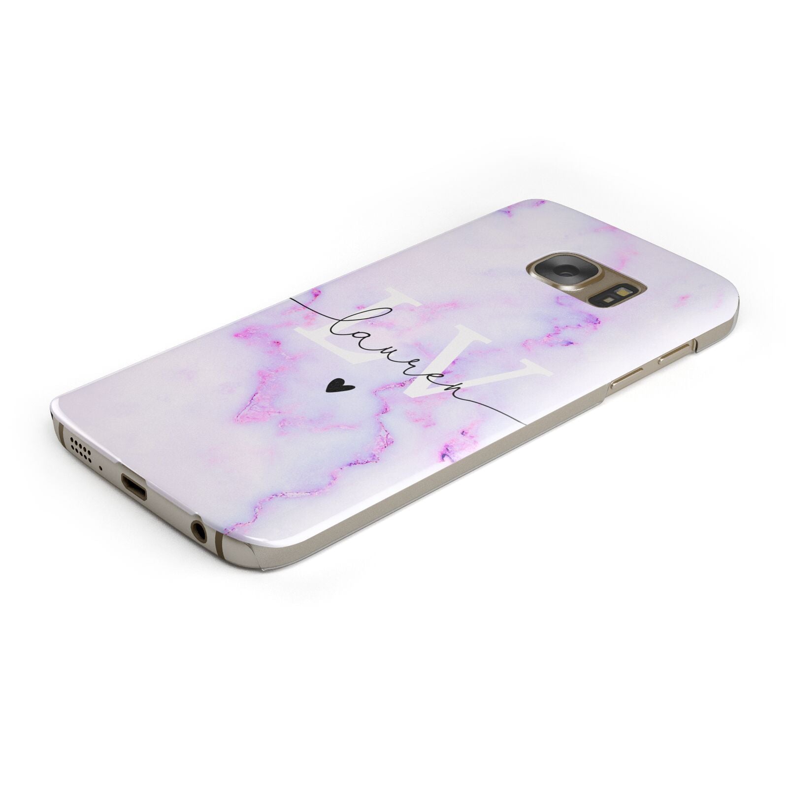 Customisable Name Initial Marble Protective Samsung Galaxy Case Angled Image