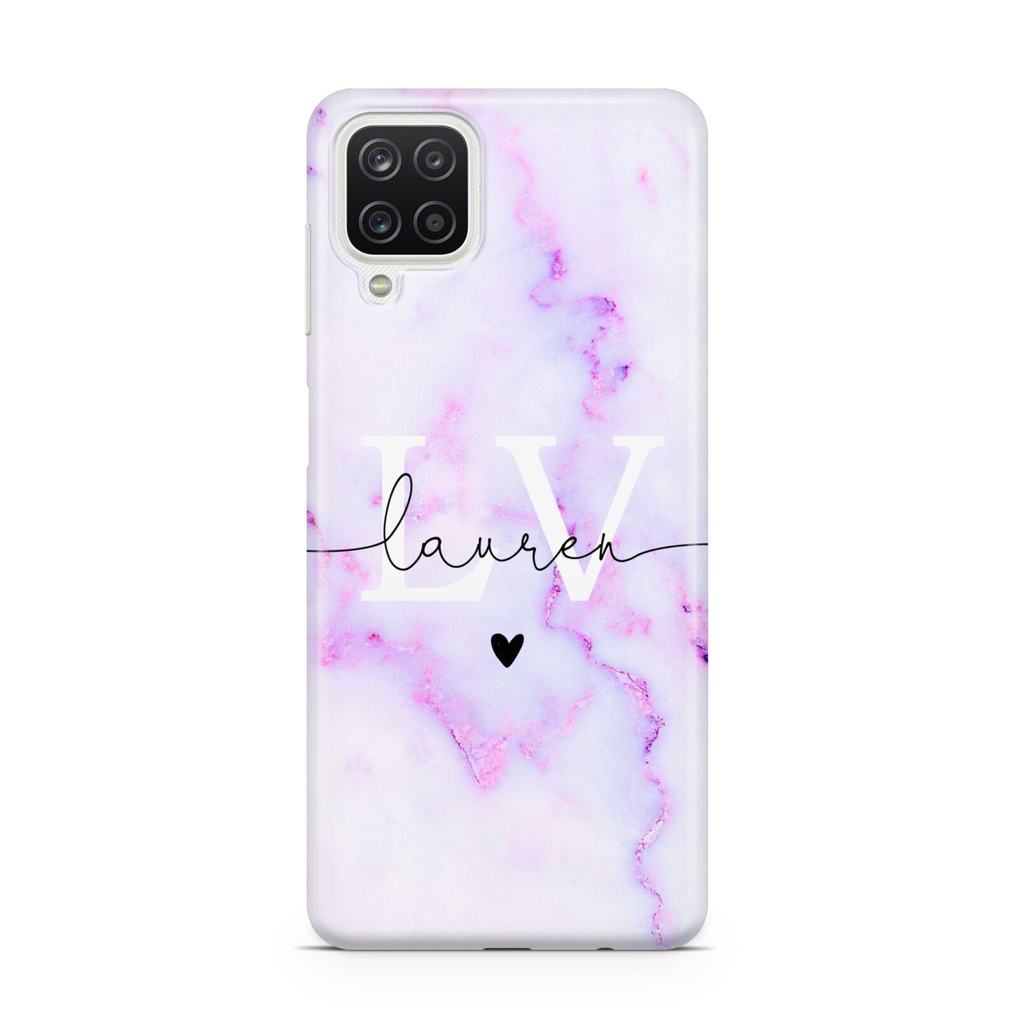 Customisable Name Initial Marble Samsung A12 Case