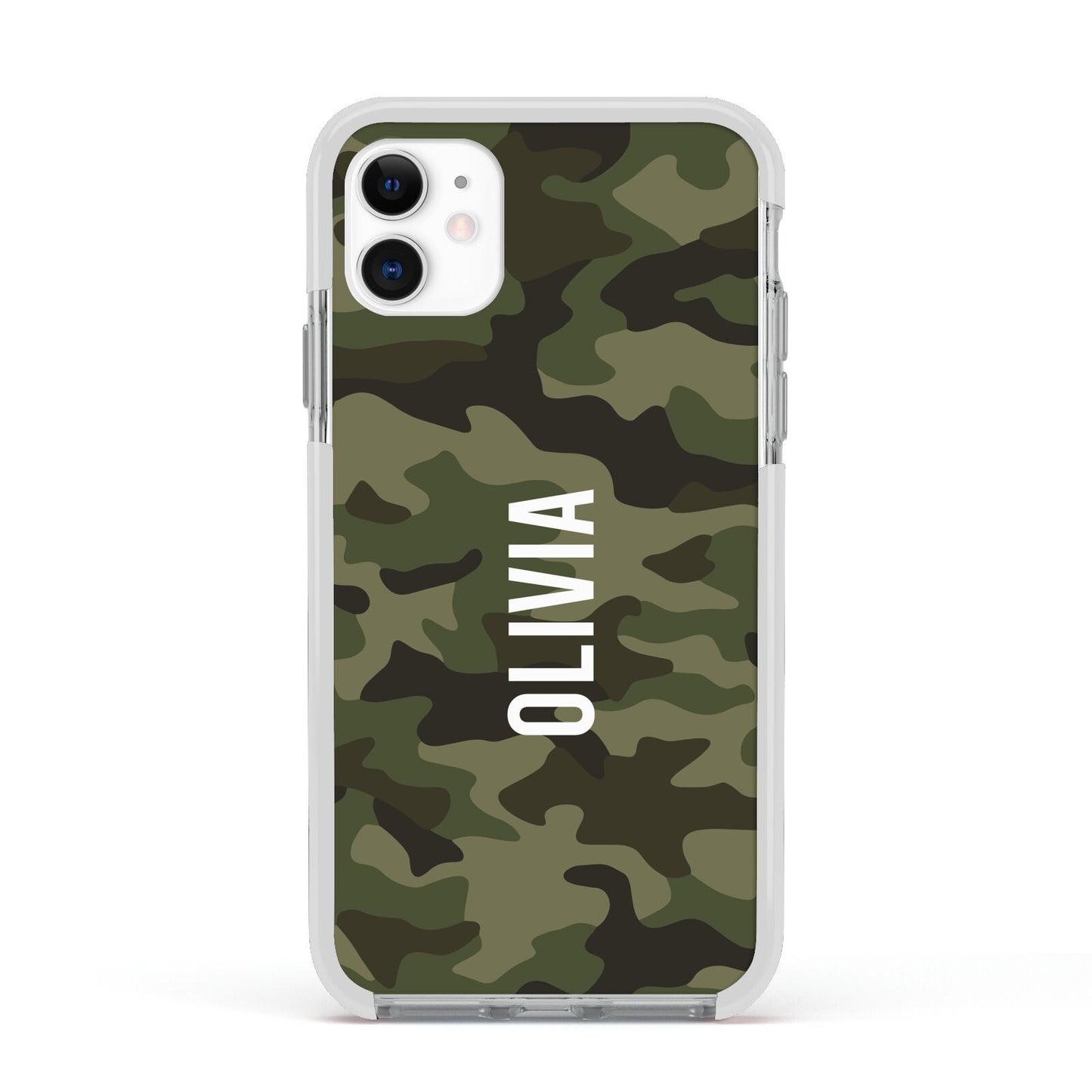 Customised Camouflage Apple iPhone 11 in White with White Impact Case