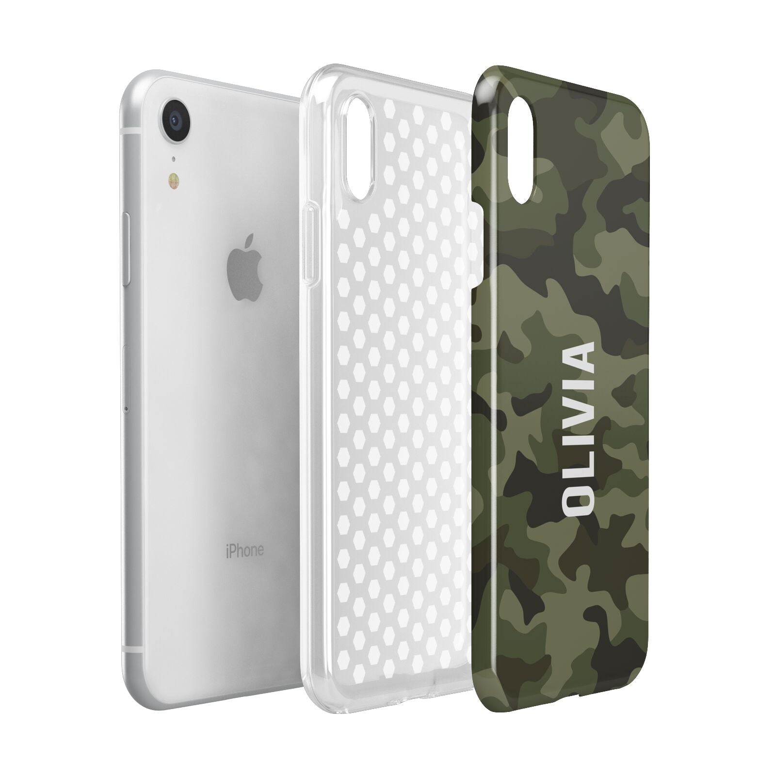 Customised Camouflage Apple iPhone XR White 3D Tough Case Expanded view