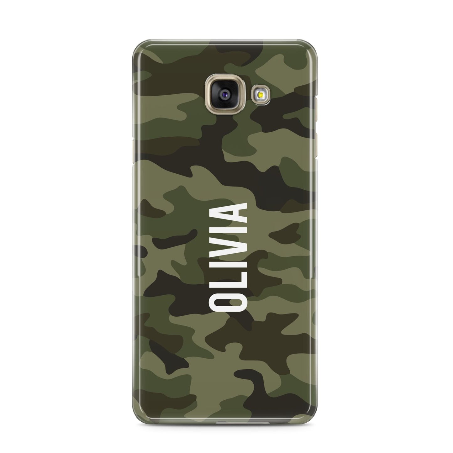 Customised Camouflage Samsung Galaxy A3 2016 Case on gold phone