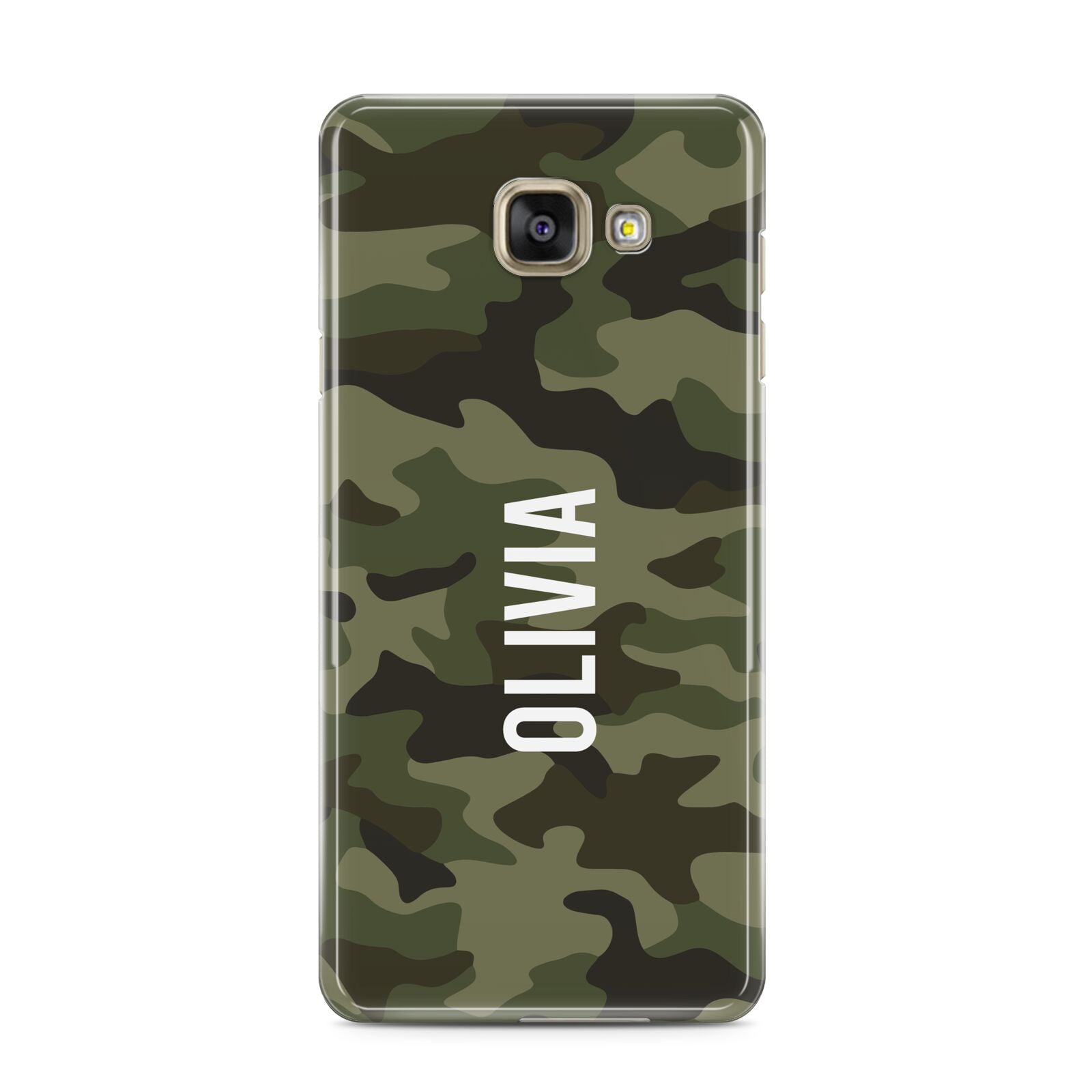 Customised Camouflage Samsung Galaxy A3 2016 Case on gold phone