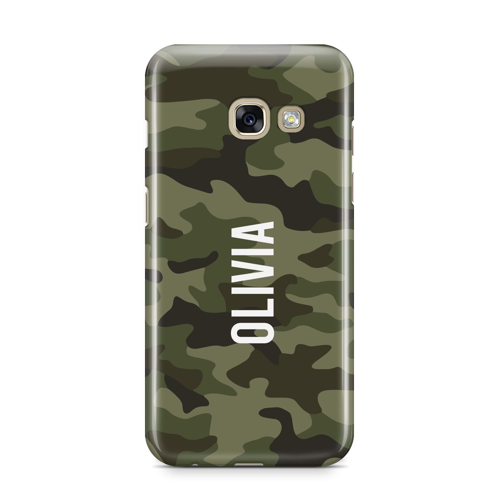 Customised Camouflage Samsung Galaxy A3 2017 Case on gold phone