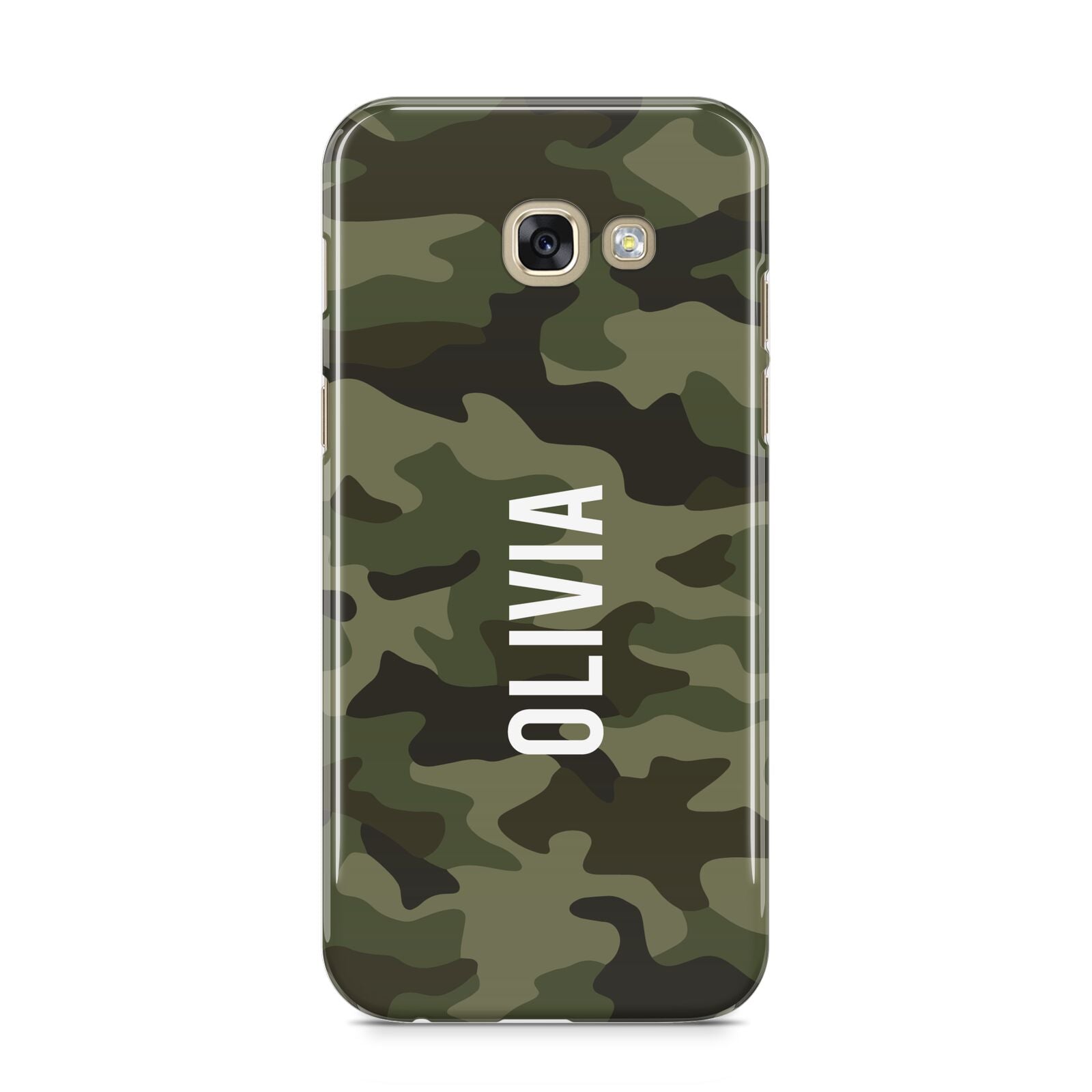 Customised Camouflage Samsung Galaxy A5 2017 Case on gold phone