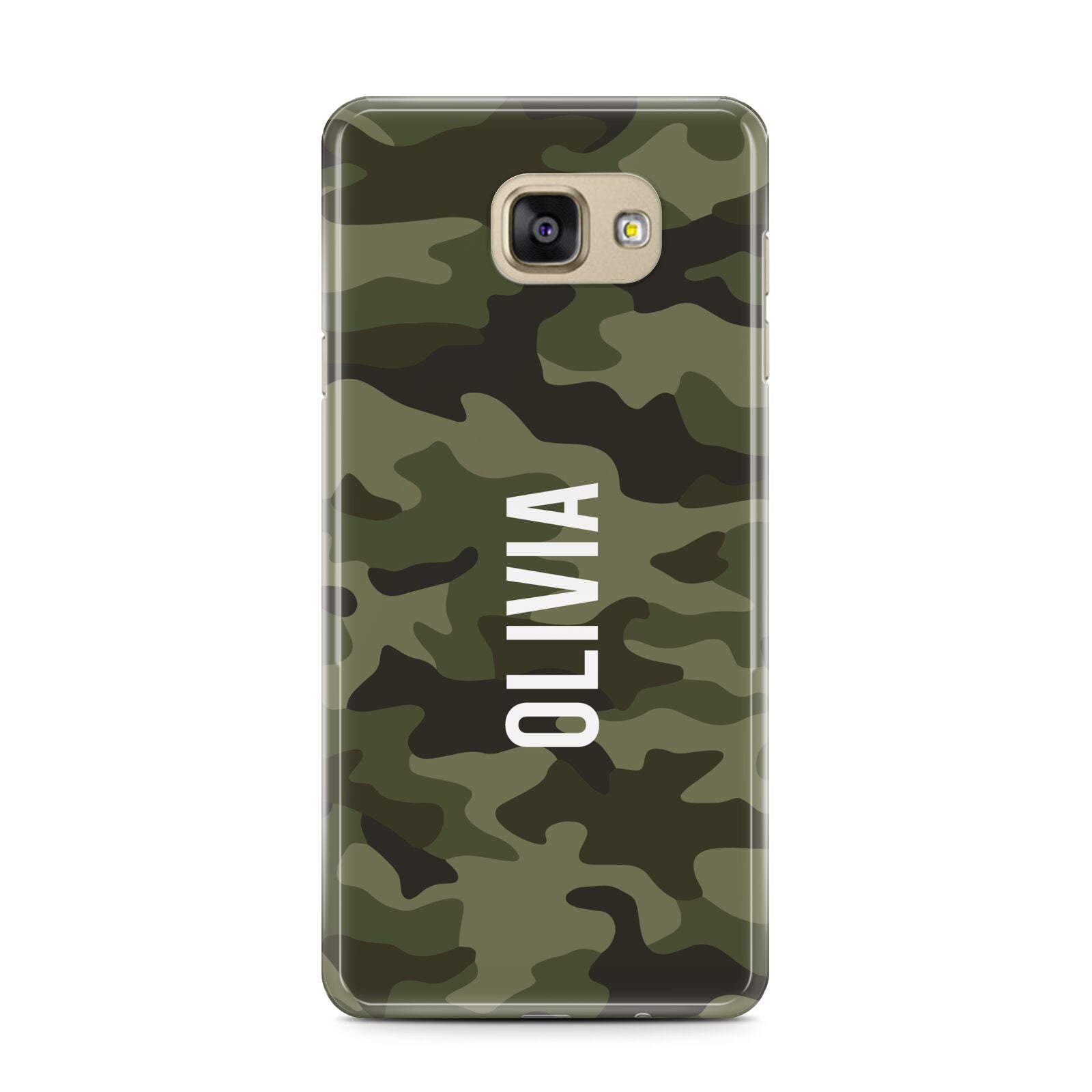 Customised Camouflage Samsung Galaxy A7 2016 Case on gold phone