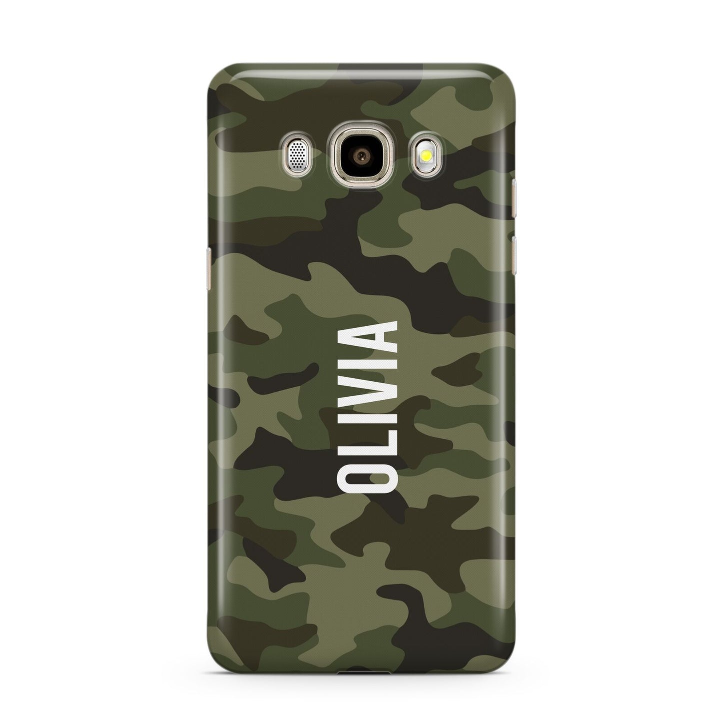 Customised Camouflage Samsung Galaxy J7 2016 Case on gold phone