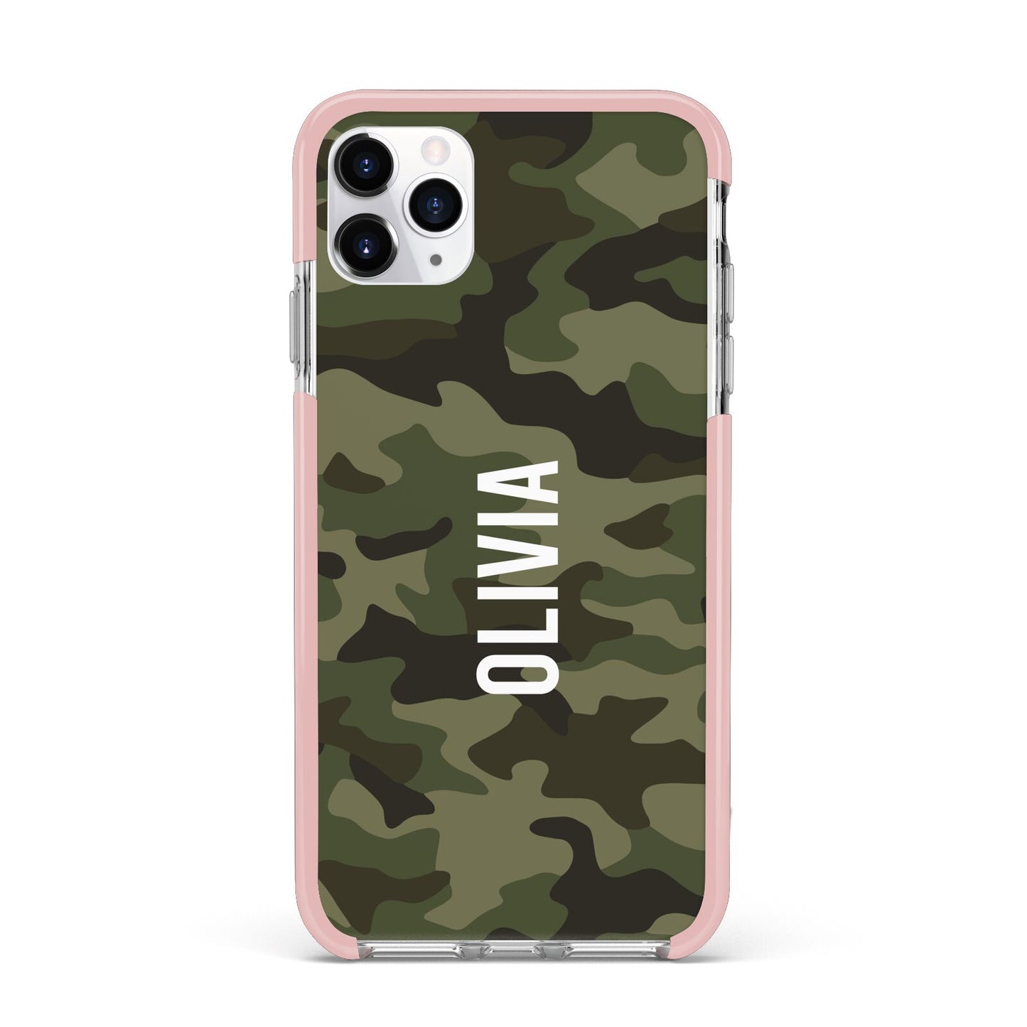 Customised Camouflage iPhone 11 Pro Max Impact Pink Edge Case