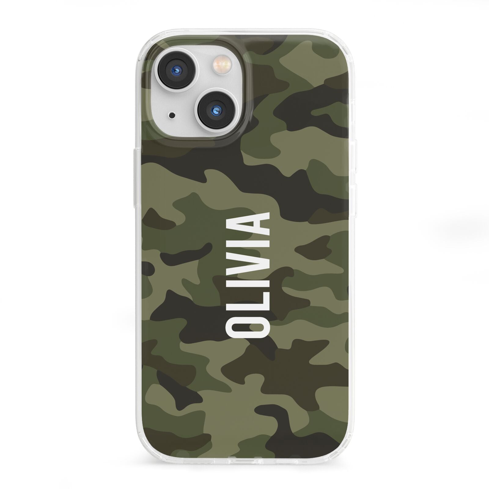 Customised Camouflage iPhone 13 Mini Clear Bumper Case