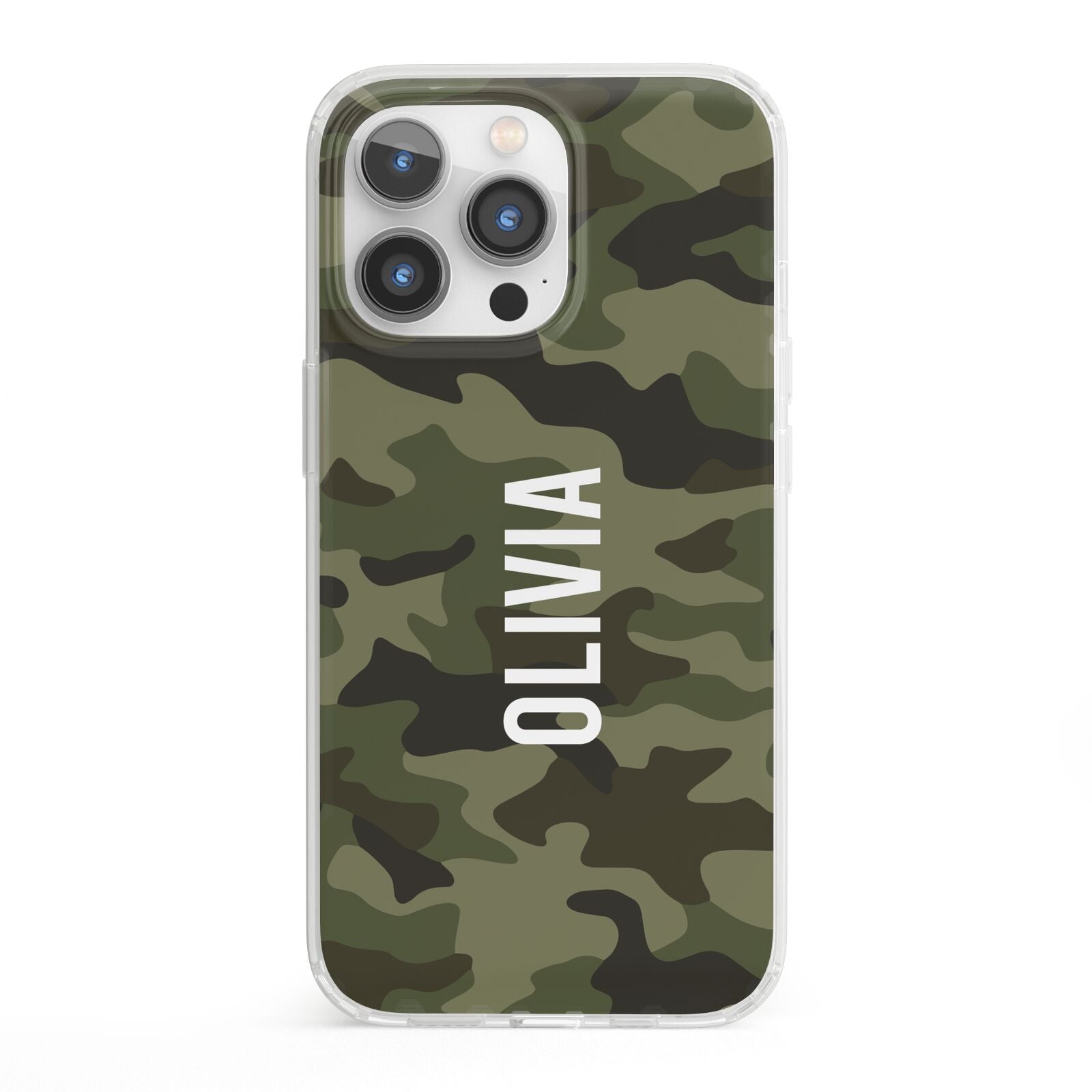 Customised Camouflage iPhone 13 Pro Clear Bumper Case