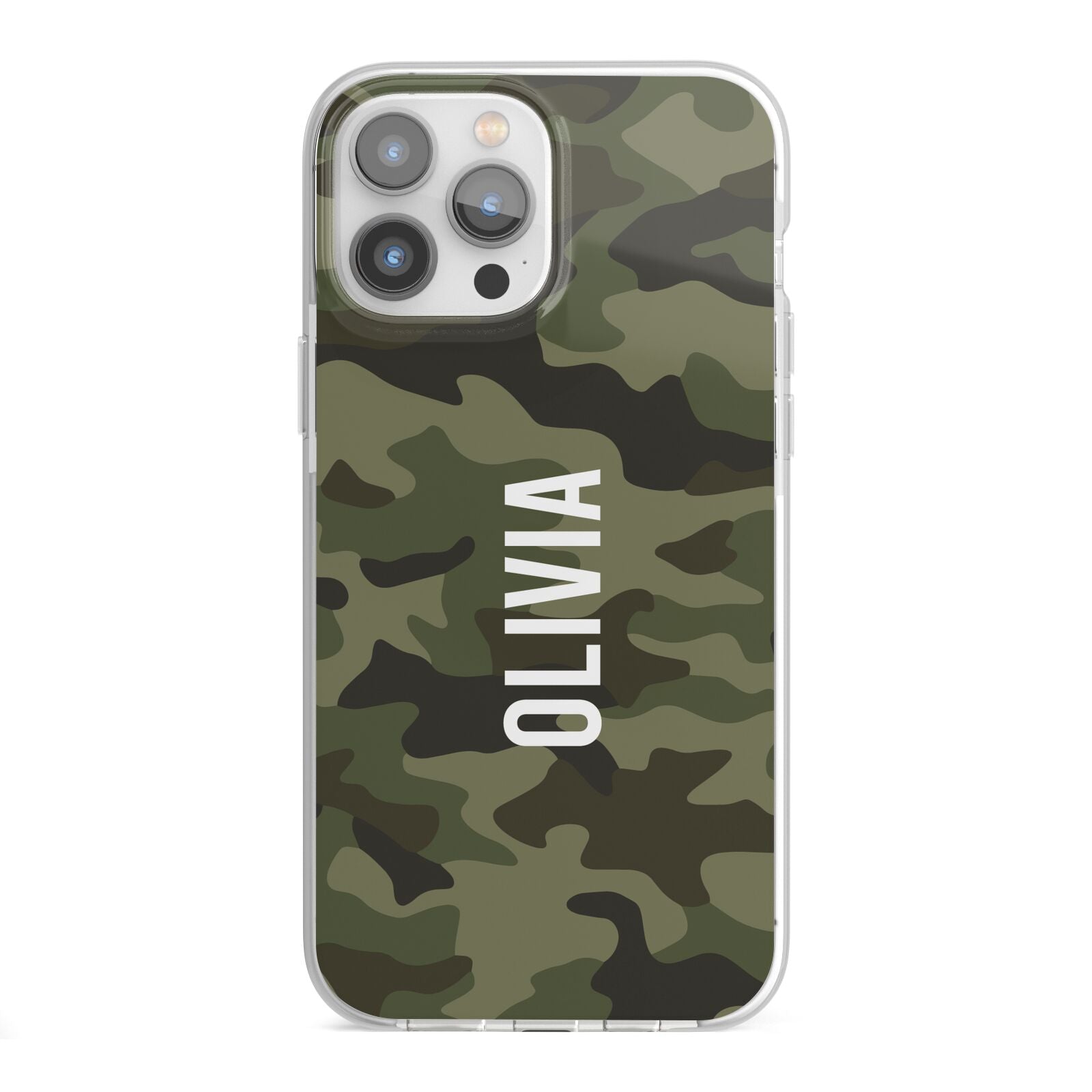 Customised Camouflage iPhone 13 Pro Max TPU Impact Case with White Edges