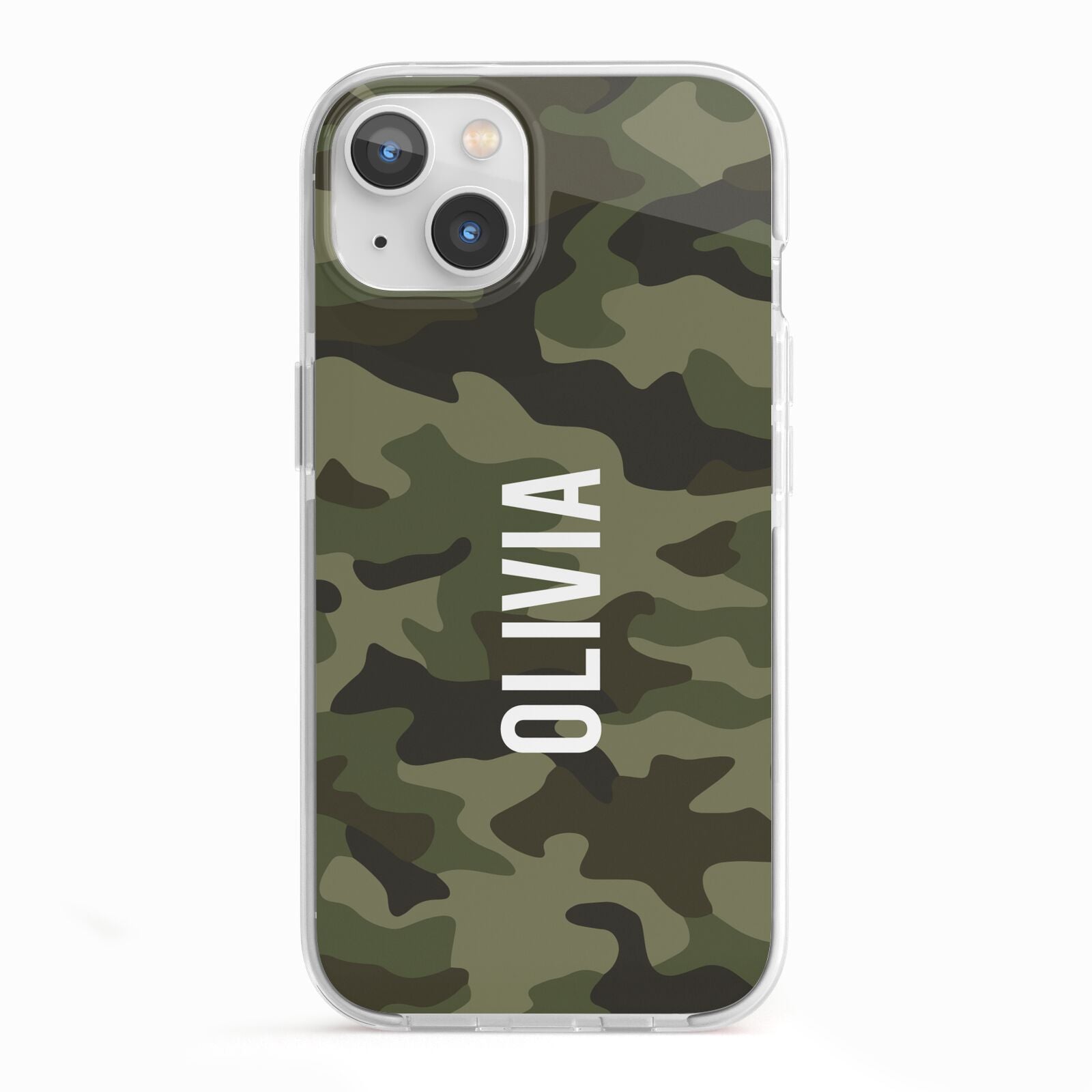 Customised Camouflage iPhone 13 TPU Impact Case with White Edges