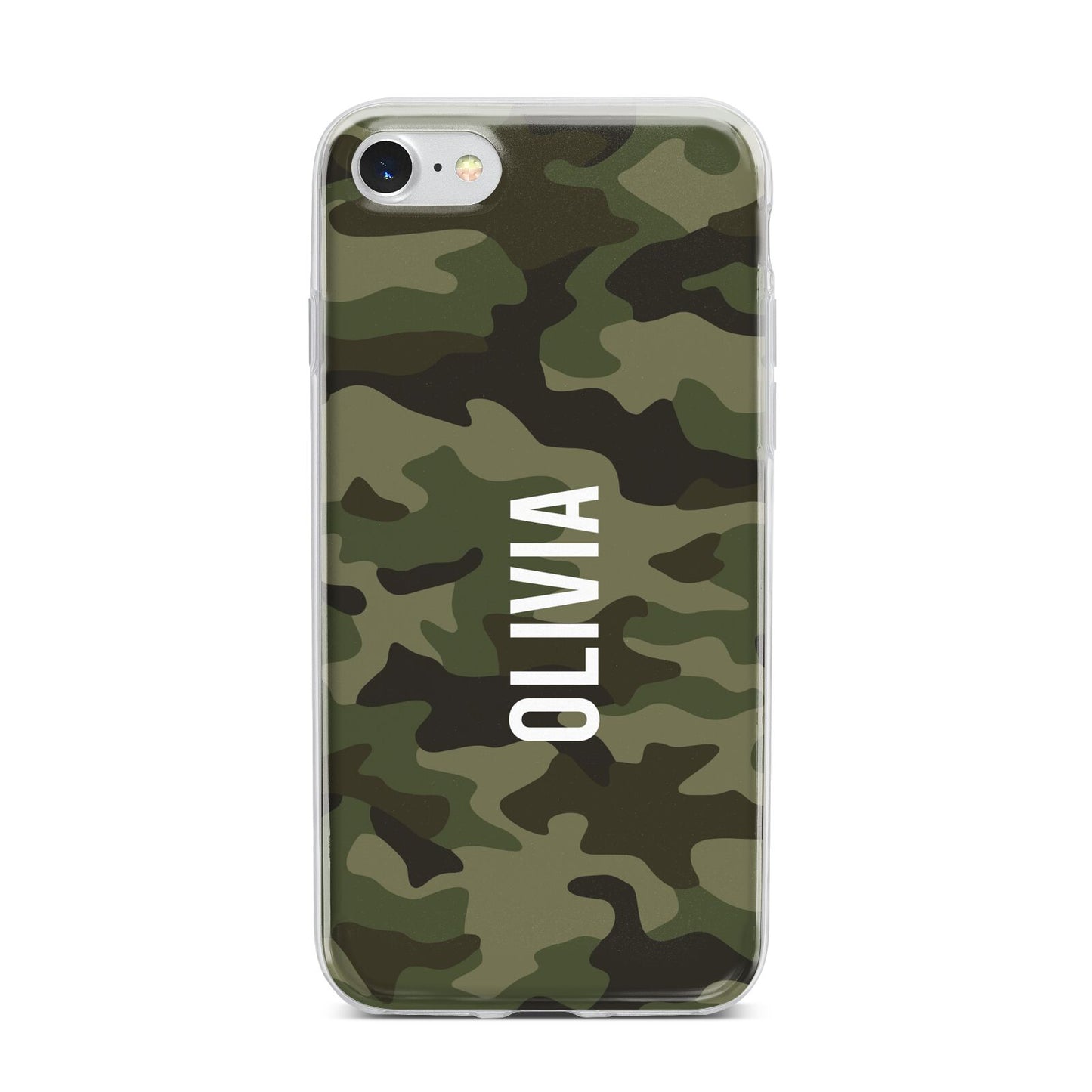 Customised Camouflage iPhone 7 Bumper Case on Silver iPhone