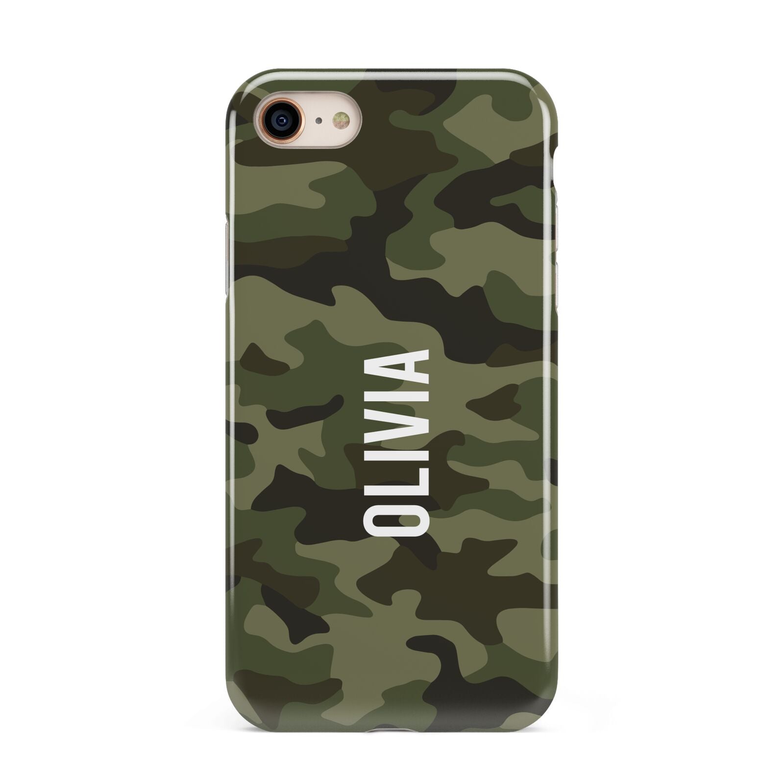 Customised Camouflage iPhone 8 3D Tough Case on Gold Phone