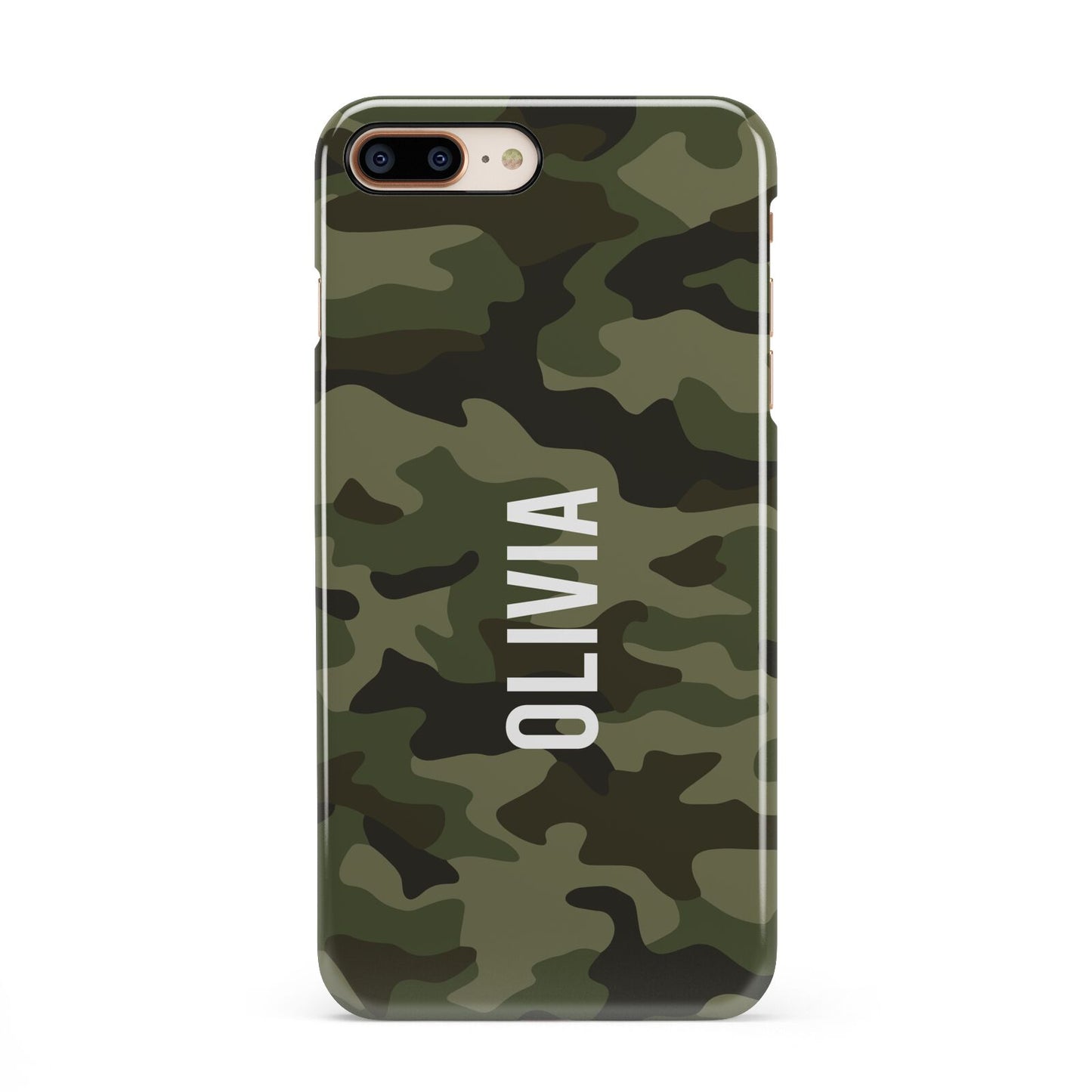 Customised Camouflage iPhone 8 Plus 3D Snap Case on Gold Phone