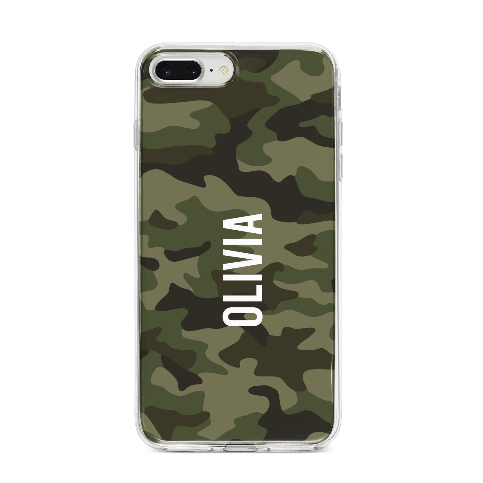 Customised Camouflage iPhone 8 Plus Bumper Case on Silver iPhone