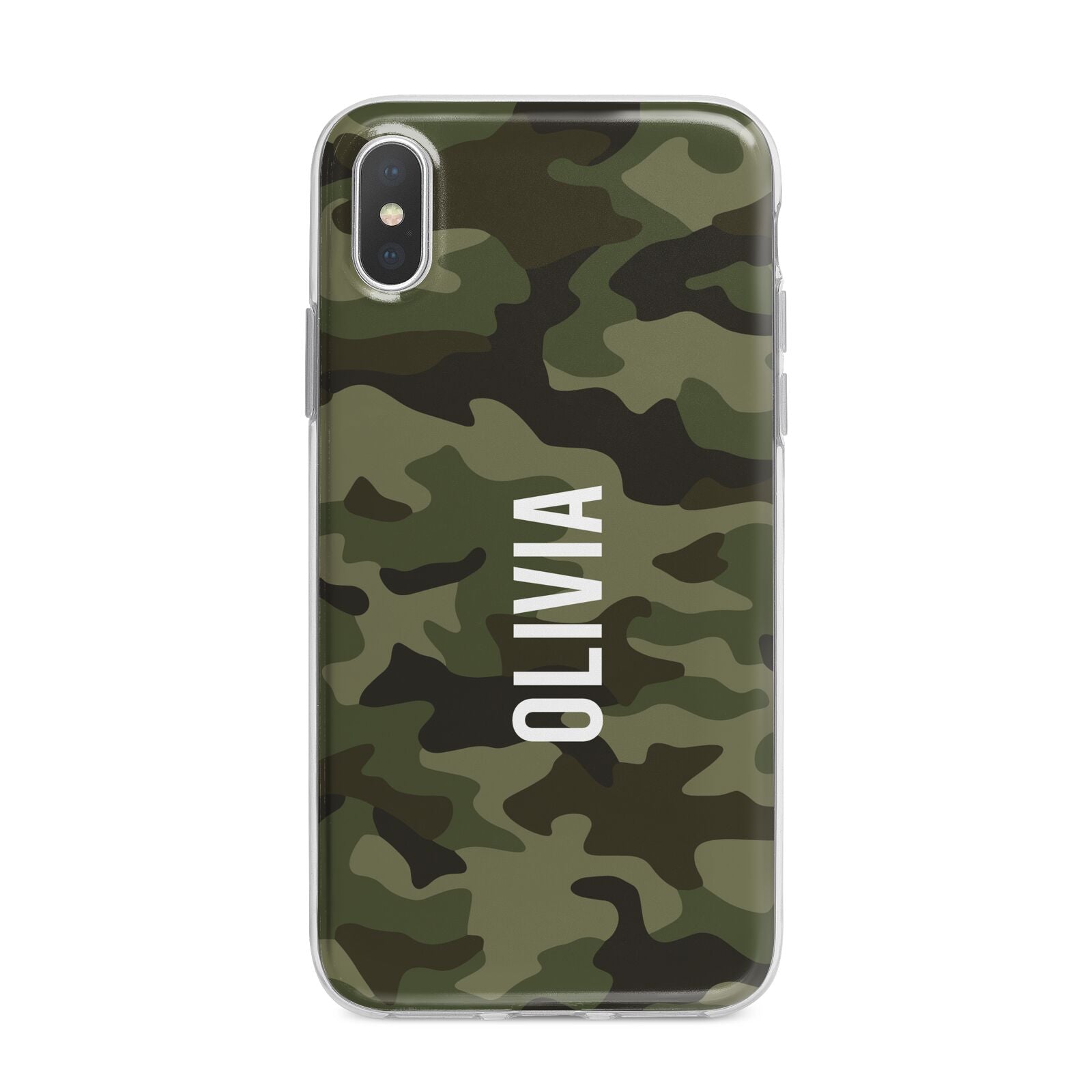 Customised Camouflage iPhone X Bumper Case on Silver iPhone Alternative Image 1