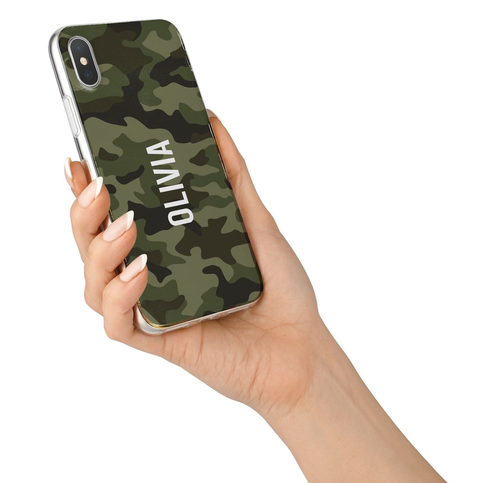 Customised Camouflage iPhone X Bumper Case on Silver iPhone Alternative Image 2