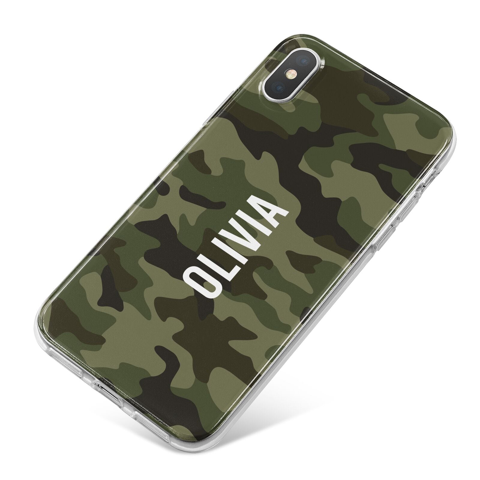 Customised Camouflage iPhone X Bumper Case on Silver iPhone