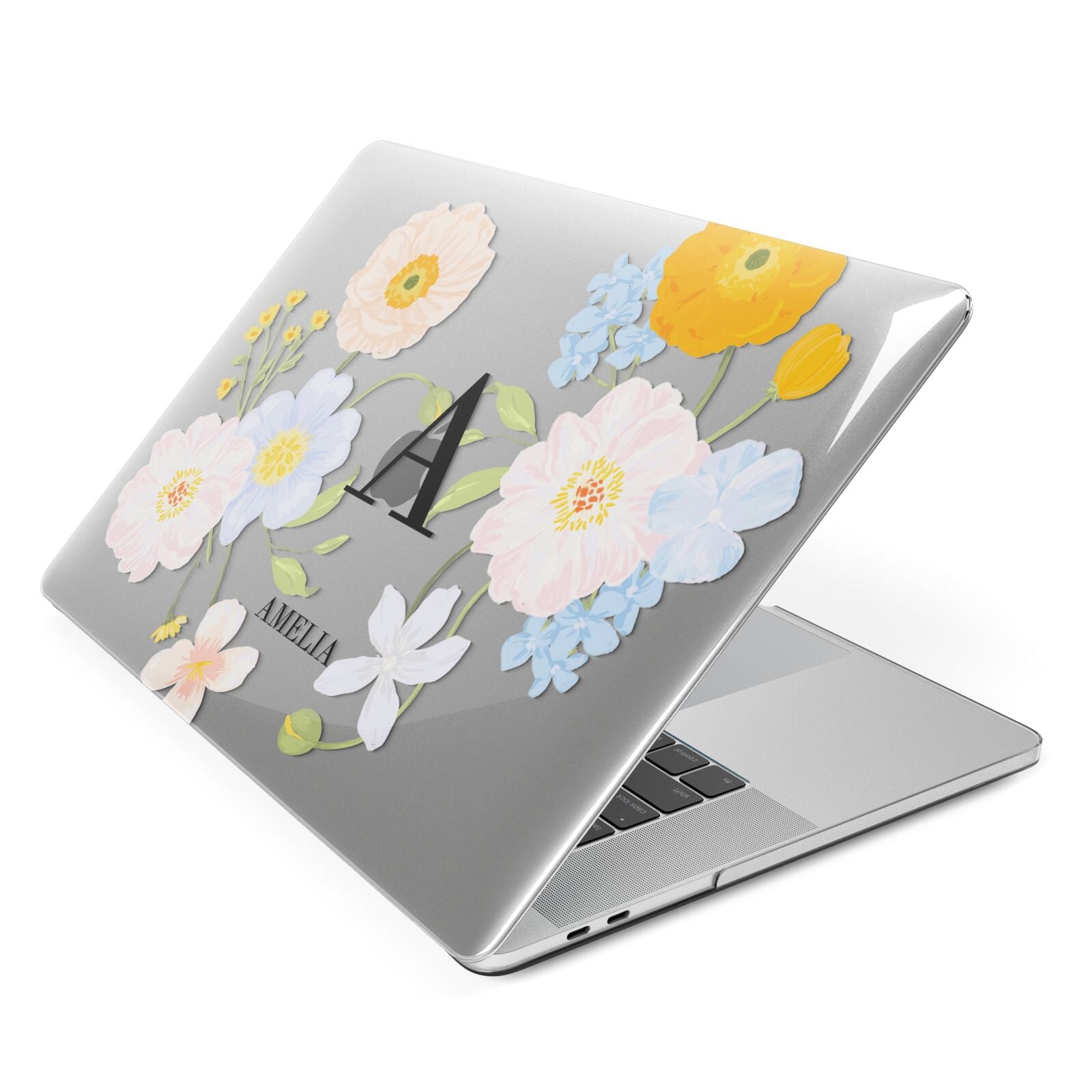 Customised Floral Apple MacBook Case Side View