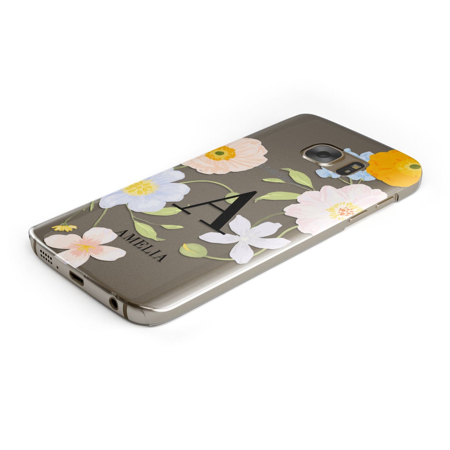 Customised Floral Protective Samsung Galaxy Case Angled Image