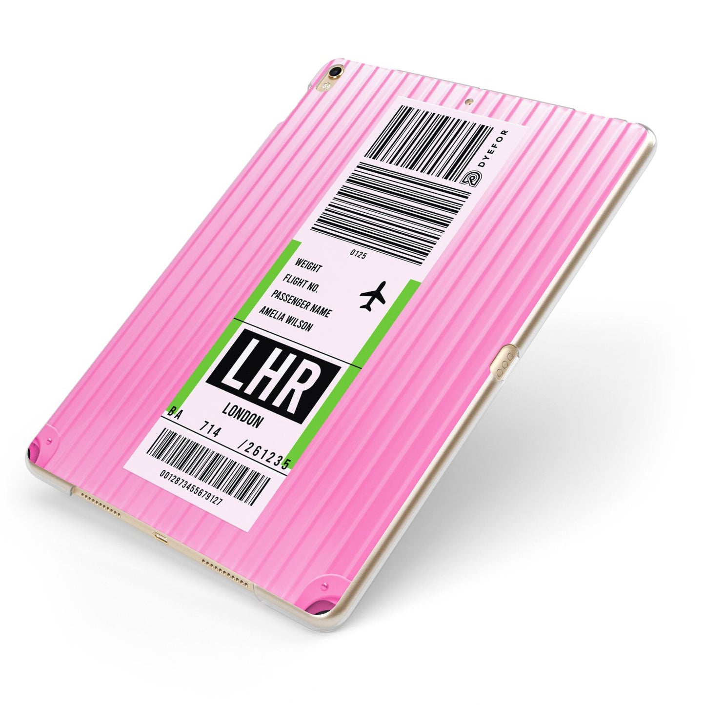 Customised Luggage Tag Apple iPad Case on Gold iPad Side View