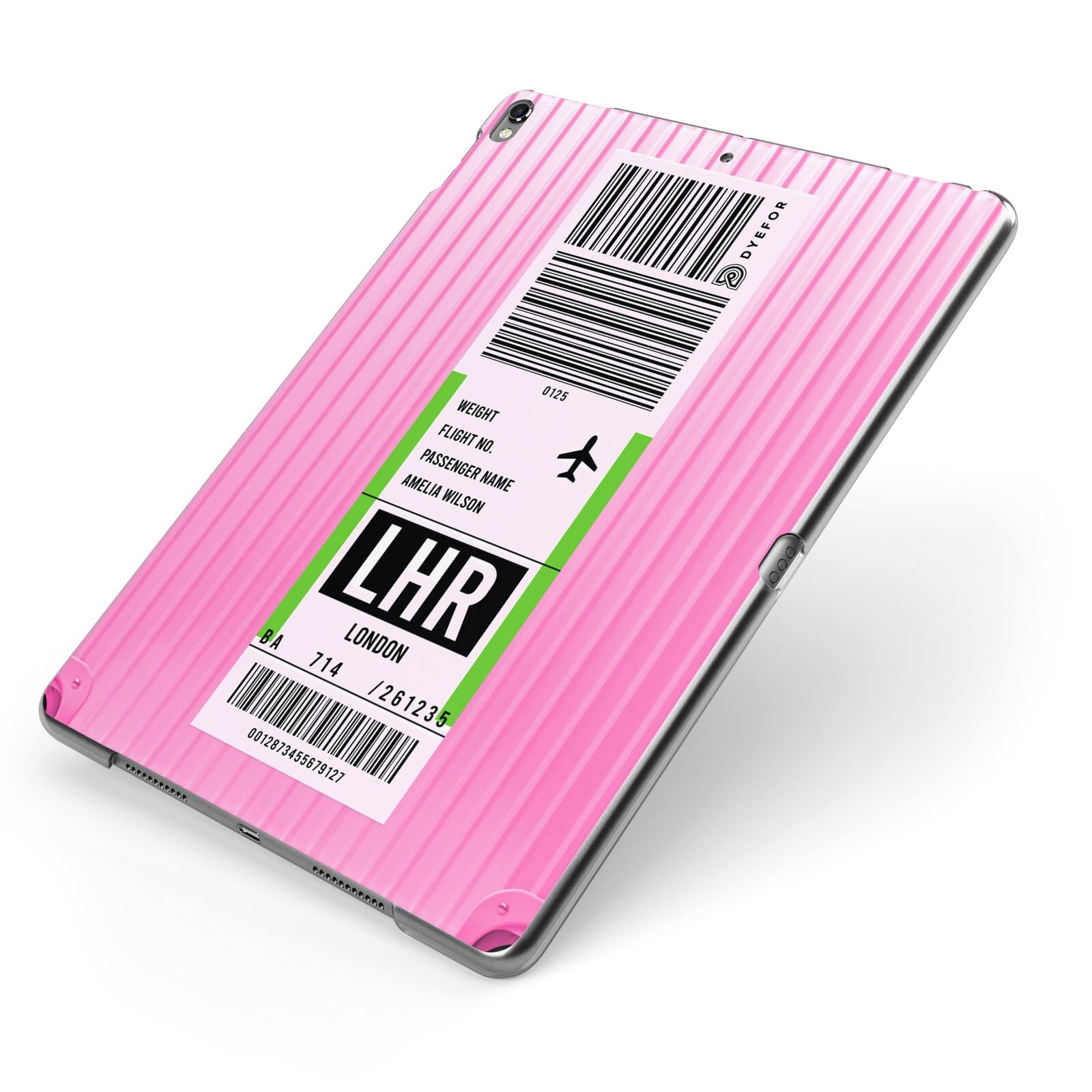 Customised Luggage Tag Apple iPad Case on Grey iPad Side View