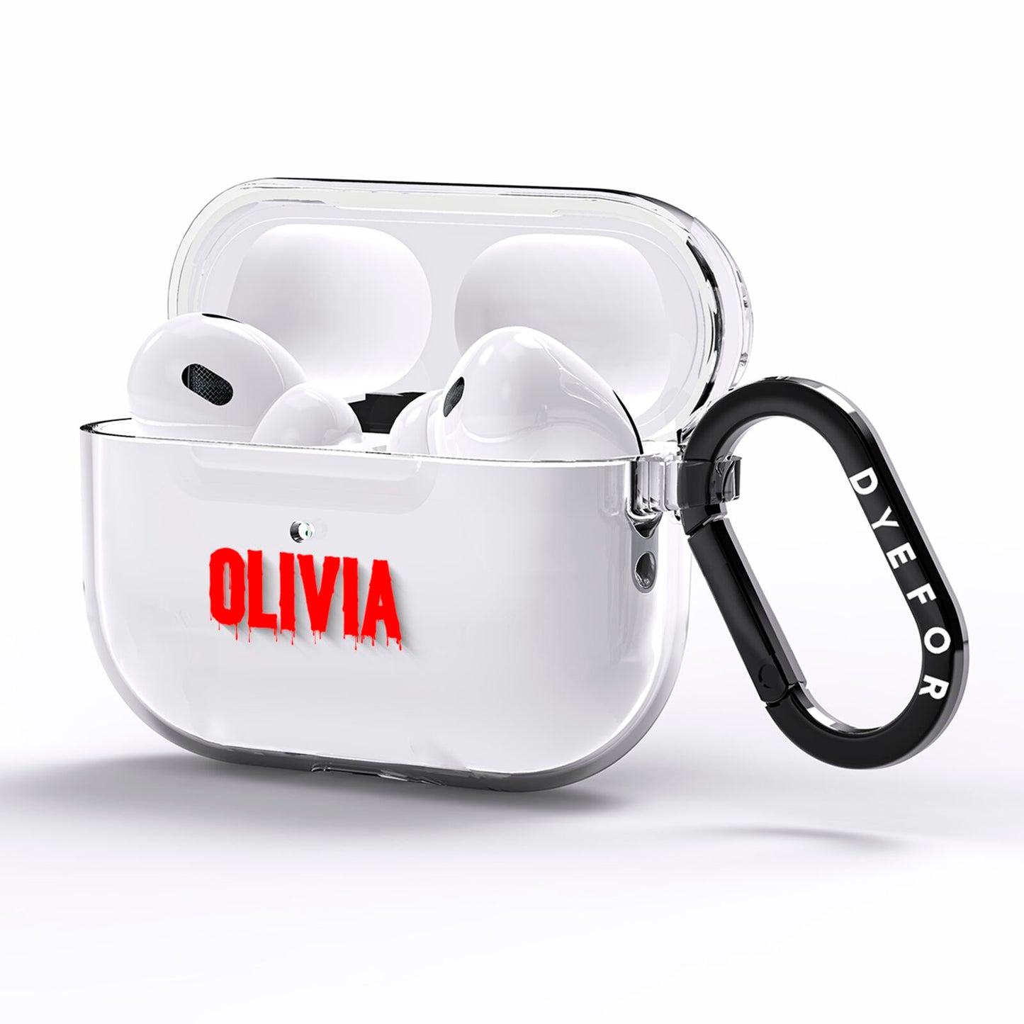 Customised Name Blood AirPods Pro Clear Case Side Image