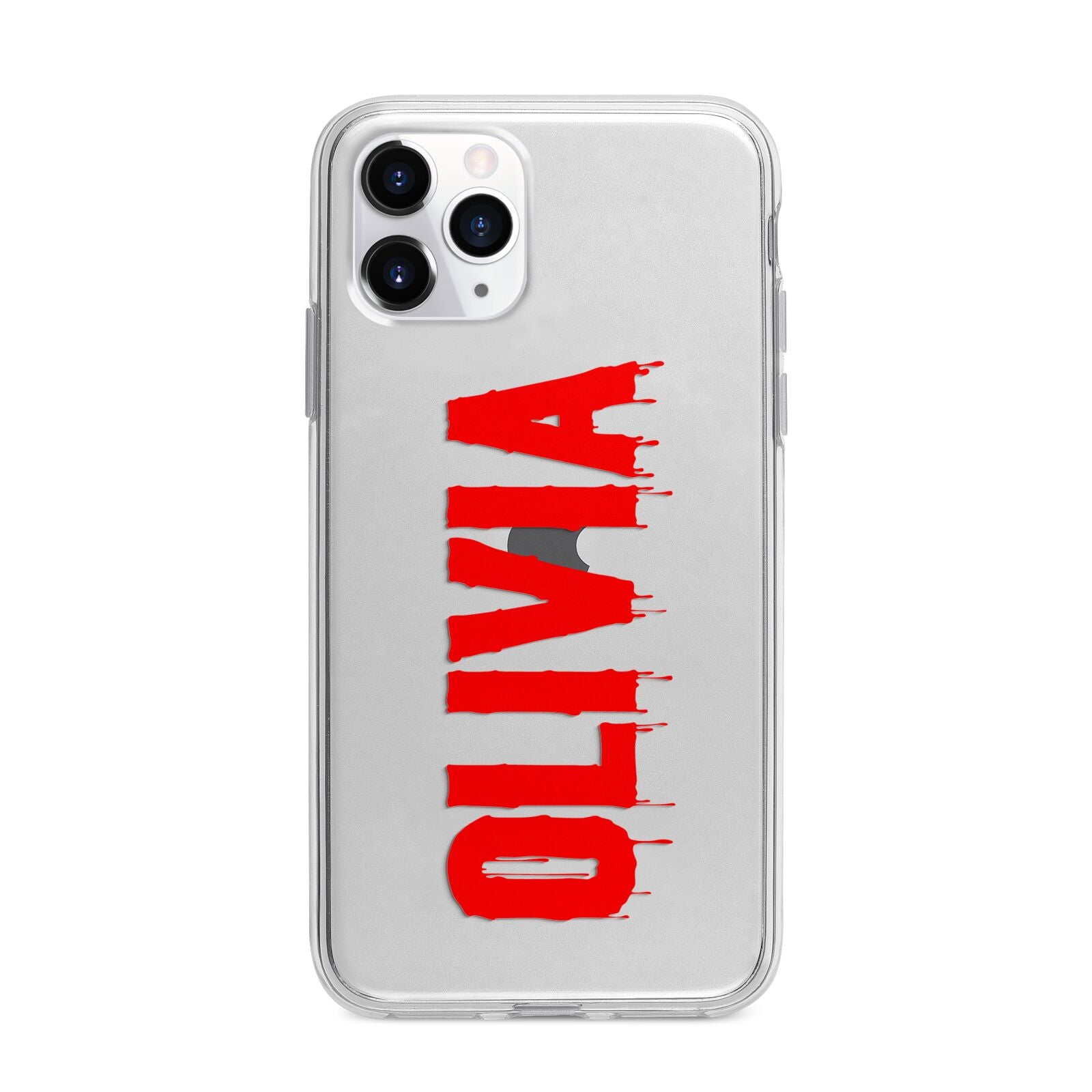 Customised Name Blood Apple iPhone 11 Pro Max in Silver with Bumper Case