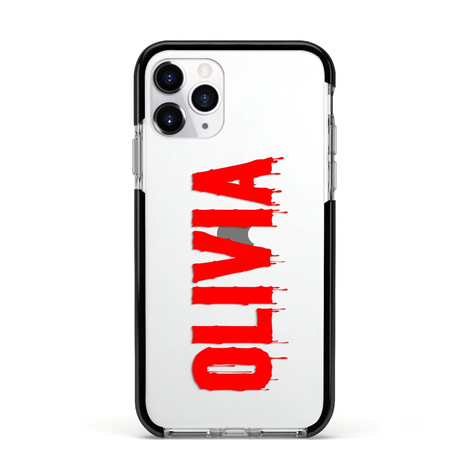 Customised Name Blood Apple iPhone 11 Pro in Silver with Black Impact Case