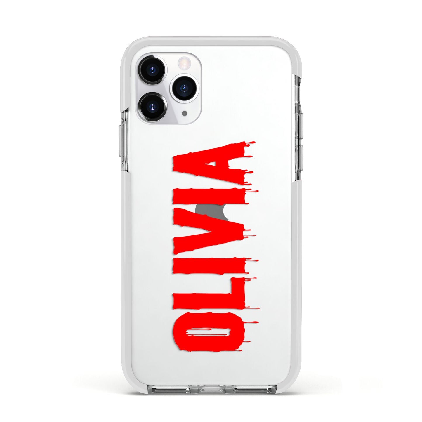 Customised Name Blood Apple iPhone 11 Pro in Silver with White Impact Case