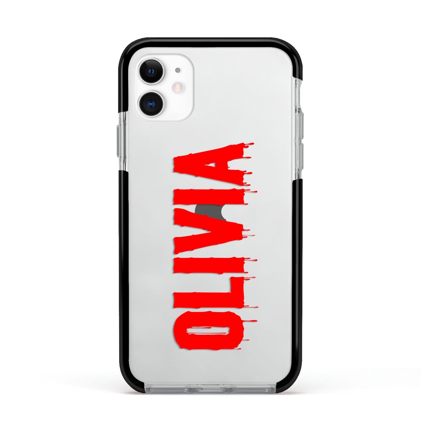 Customised Name Blood Apple iPhone 11 in White with Black Impact Case