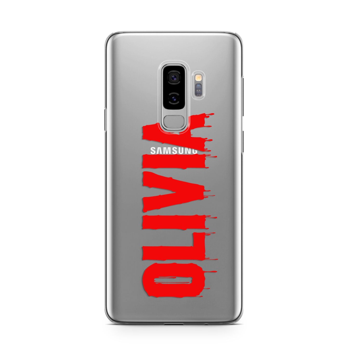 Customised Name Blood Samsung Galaxy S9 Plus Case on Silver phone