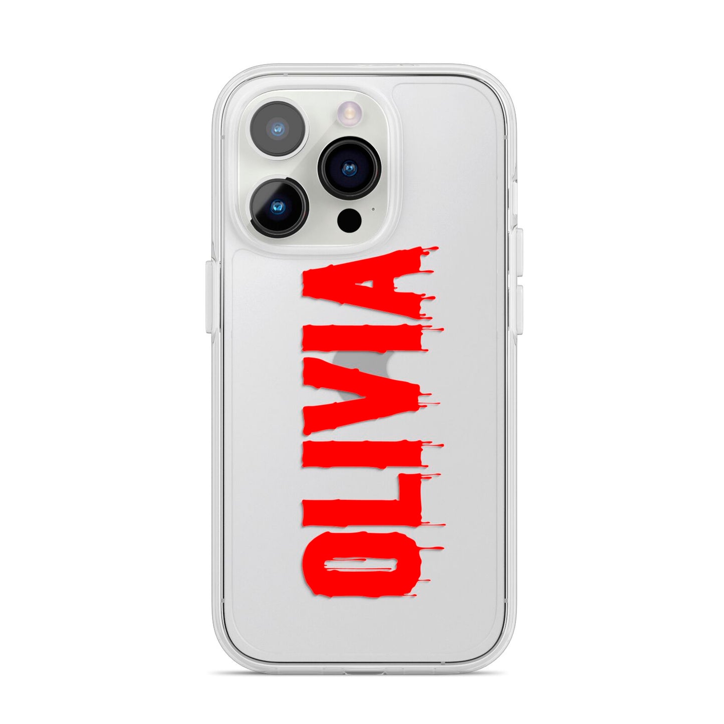 Customised Name Blood iPhone 14 Pro Clear Tough Case Silver