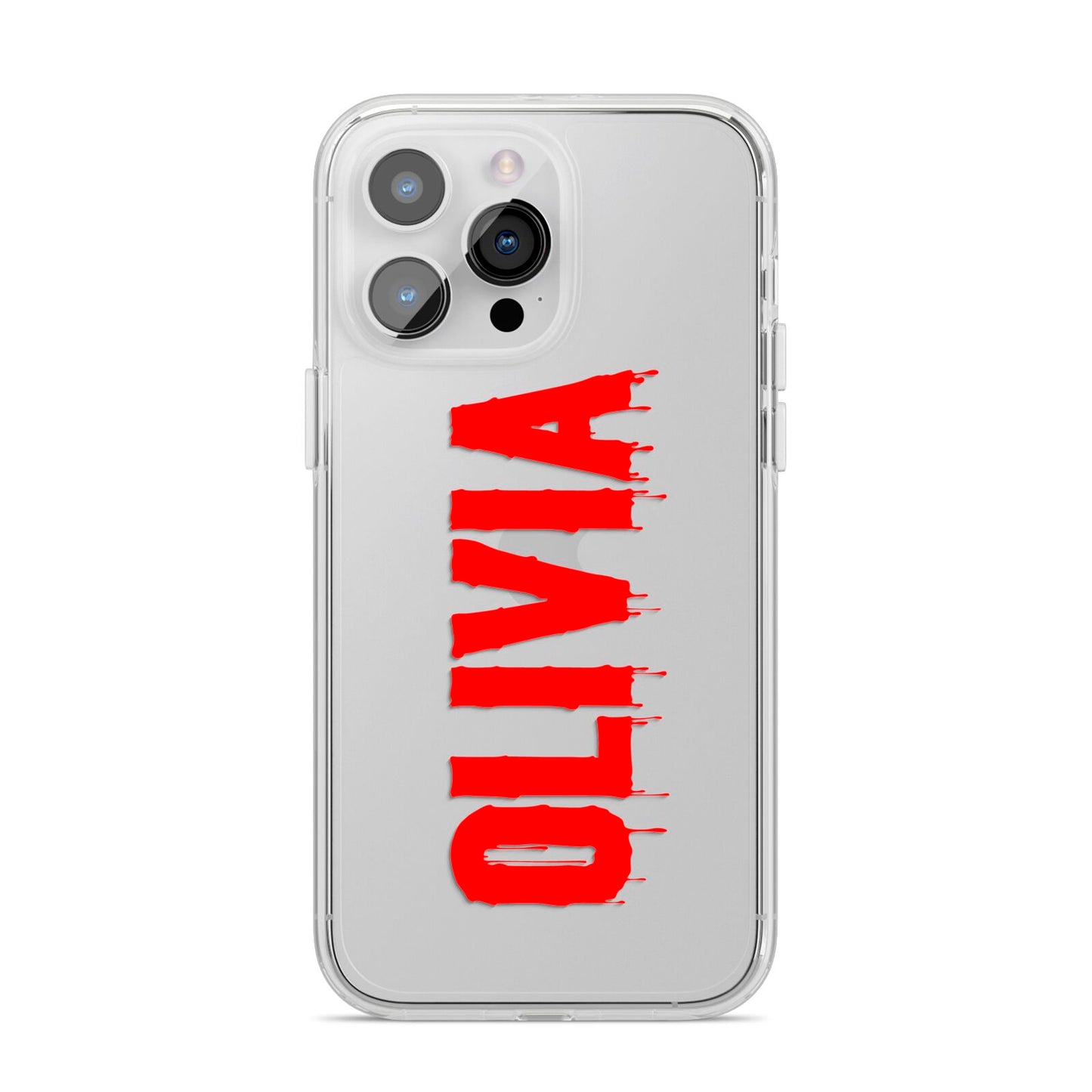 Customised Name Blood iPhone 14 Pro Max Clear Tough Case Silver