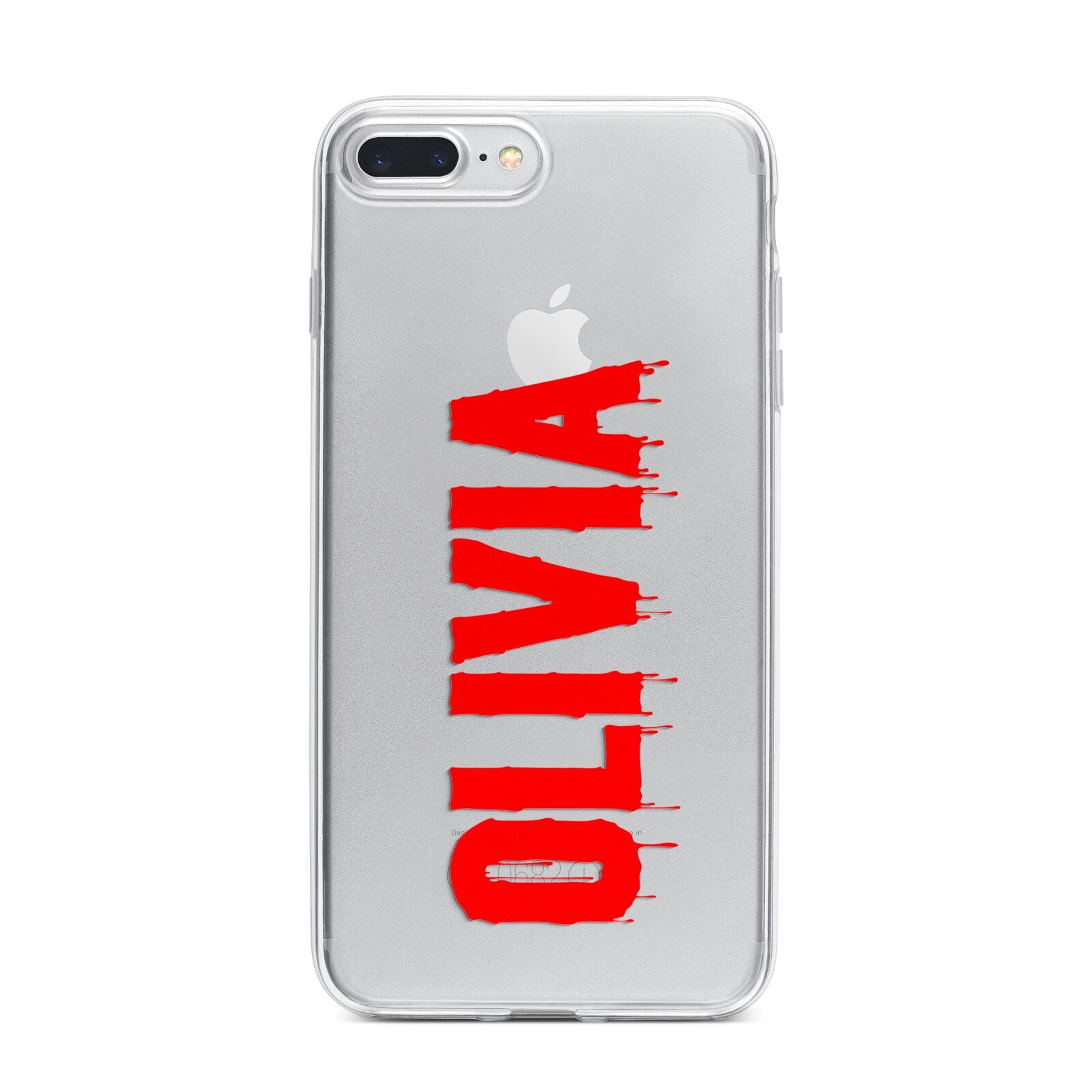 Customised Name Blood iPhone 7 Plus Bumper Case on Silver iPhone